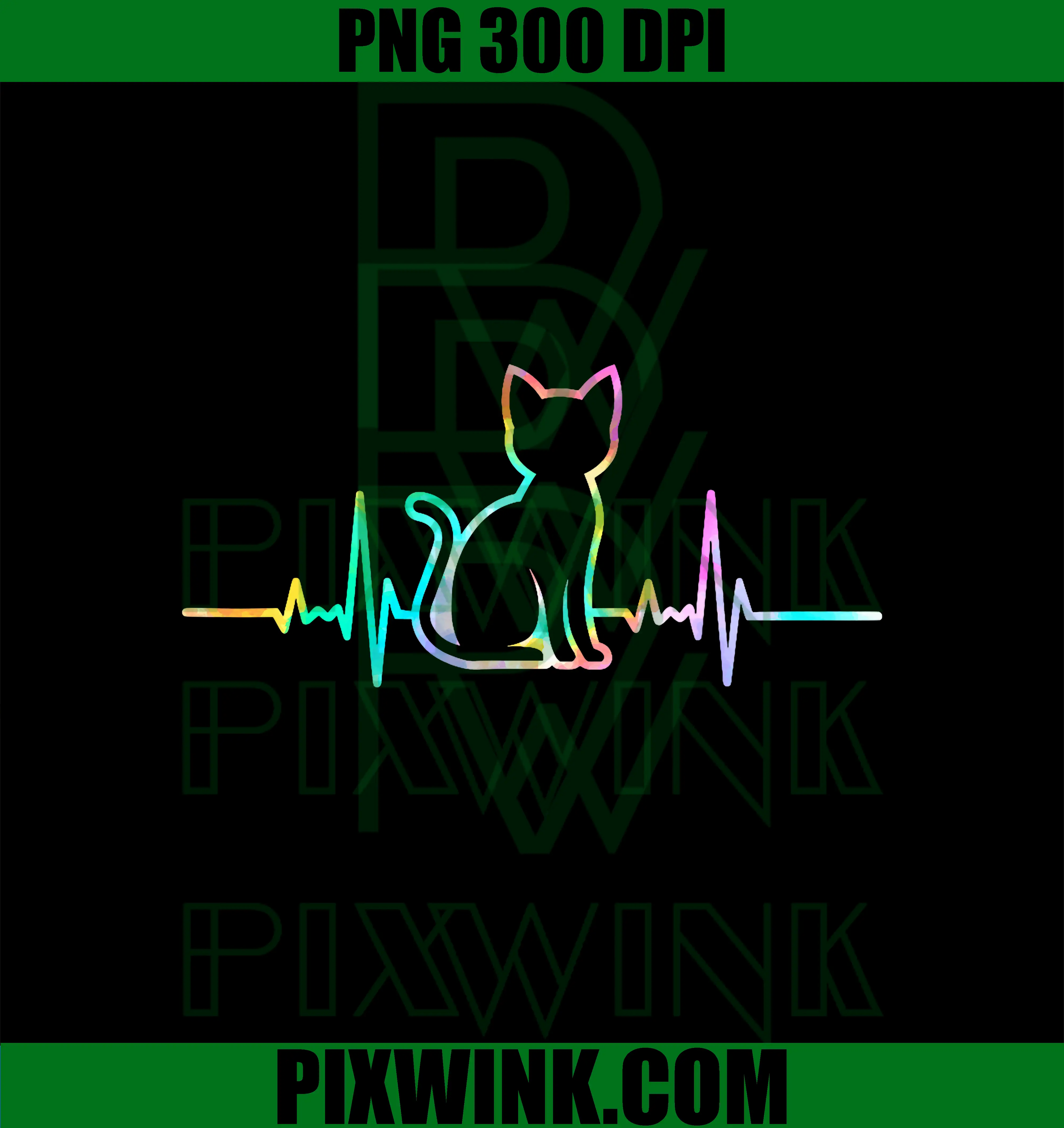 Cute Heartbeat Cat PNG, Lover Animal Silhouette PNG