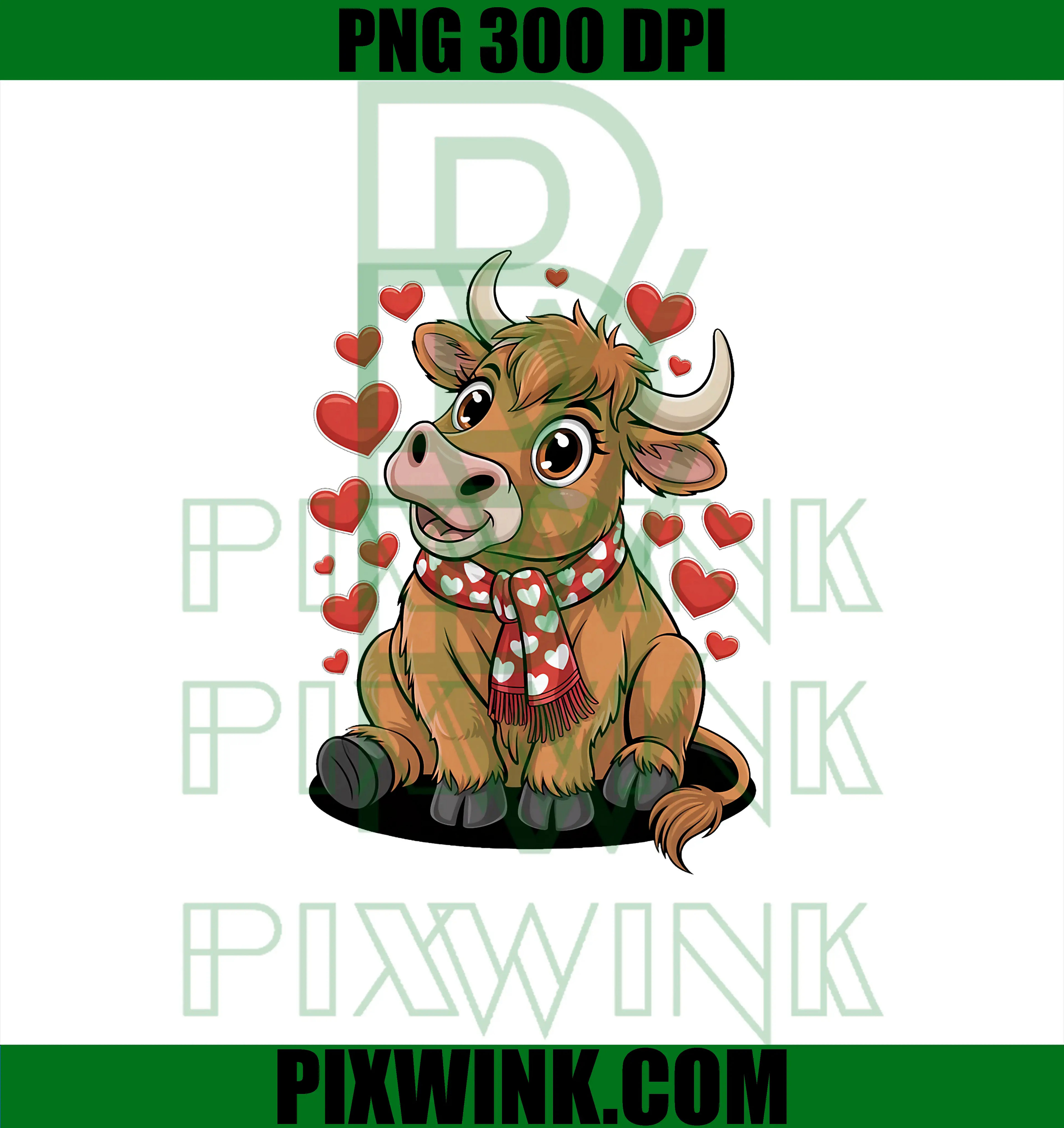 Cute Highland Cow PNG, Valentine Day Funny Hearts Lover PNG