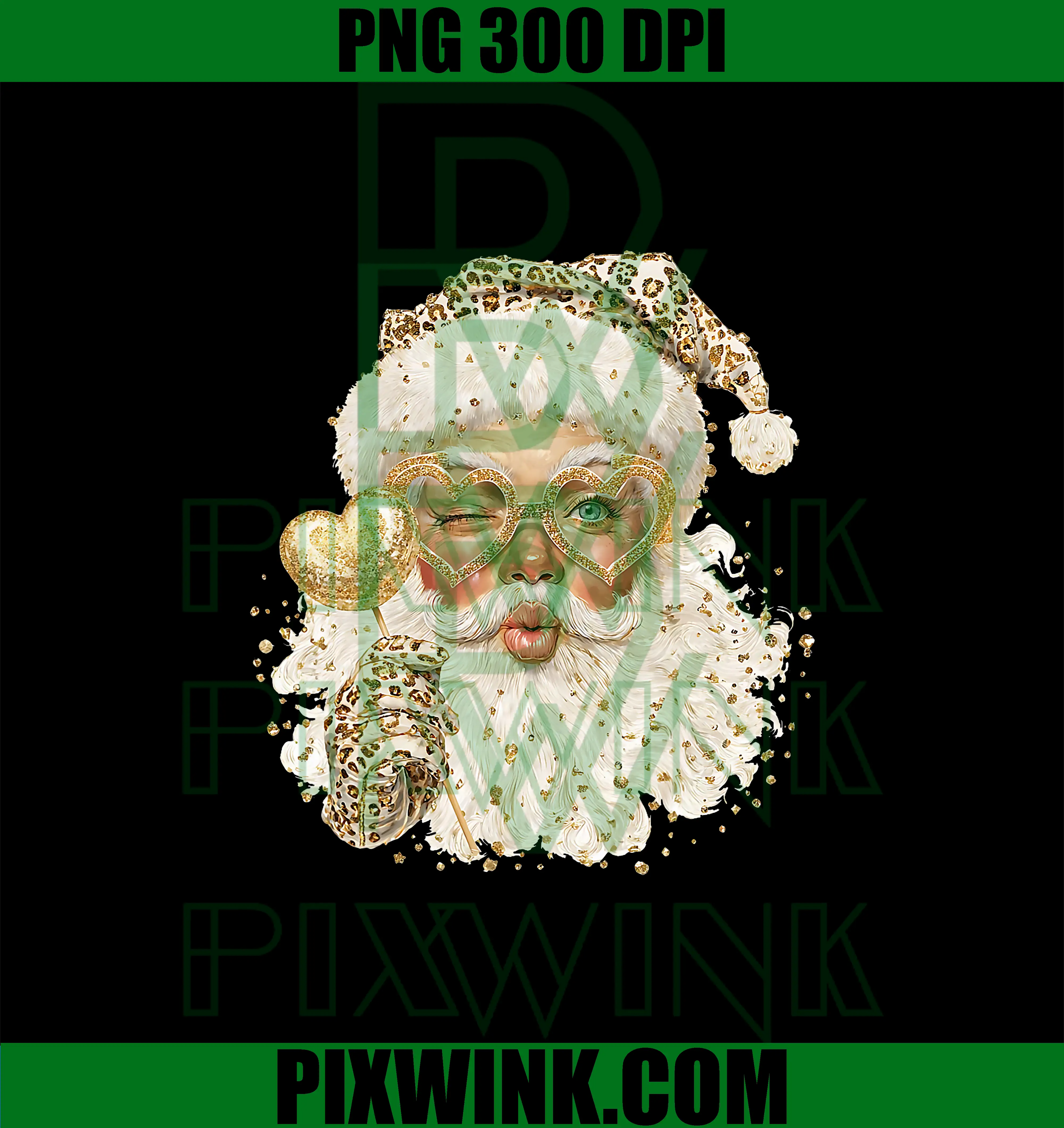Cute Leopard Santa Claus PNG, Merry Christmas 2026 Preppy Family PNG
