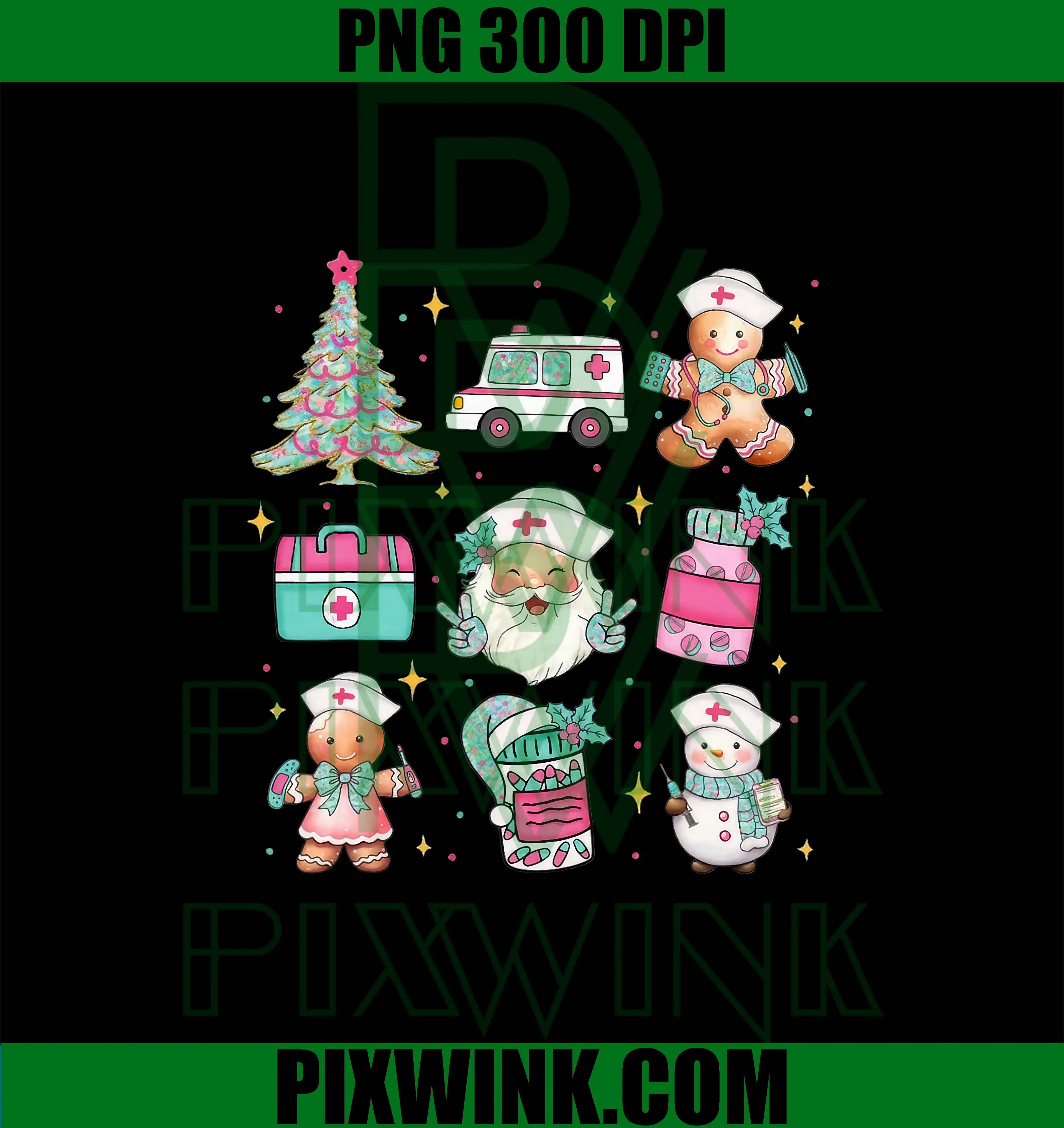 Cute Nurse Christmas Tree PNG, Santa Medical Themed PNG