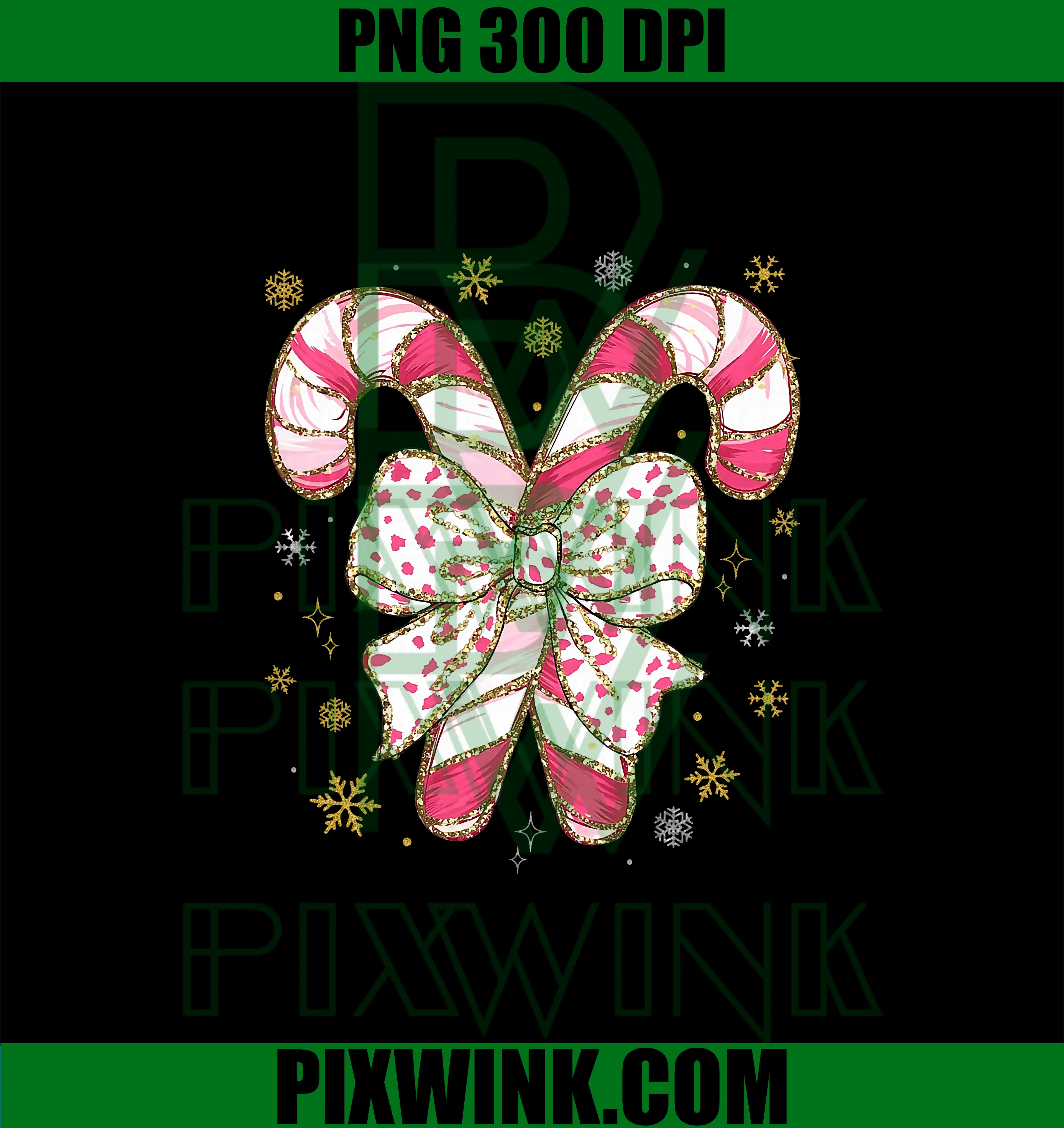 Cute Pink Coquette Bow PNG, Candy Cane Christmas PNG