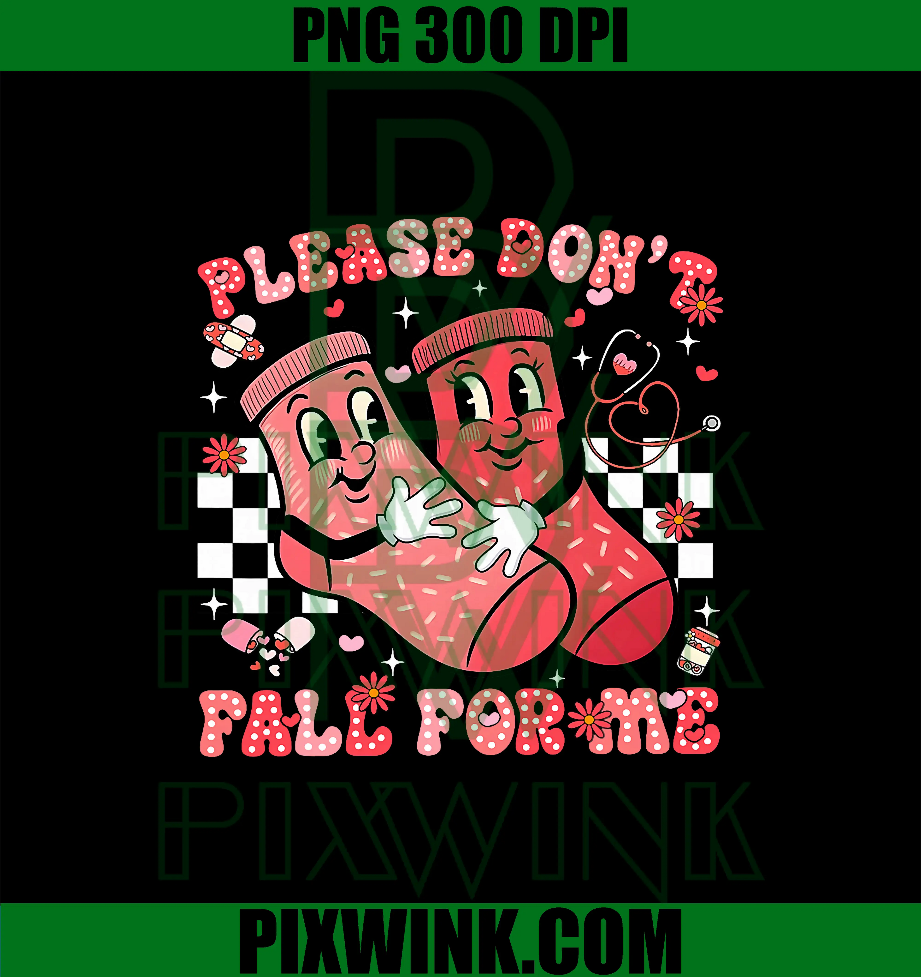 Please Don't Fall For Me PNG, RN PCT CNA Nurse Valentine Day PNG