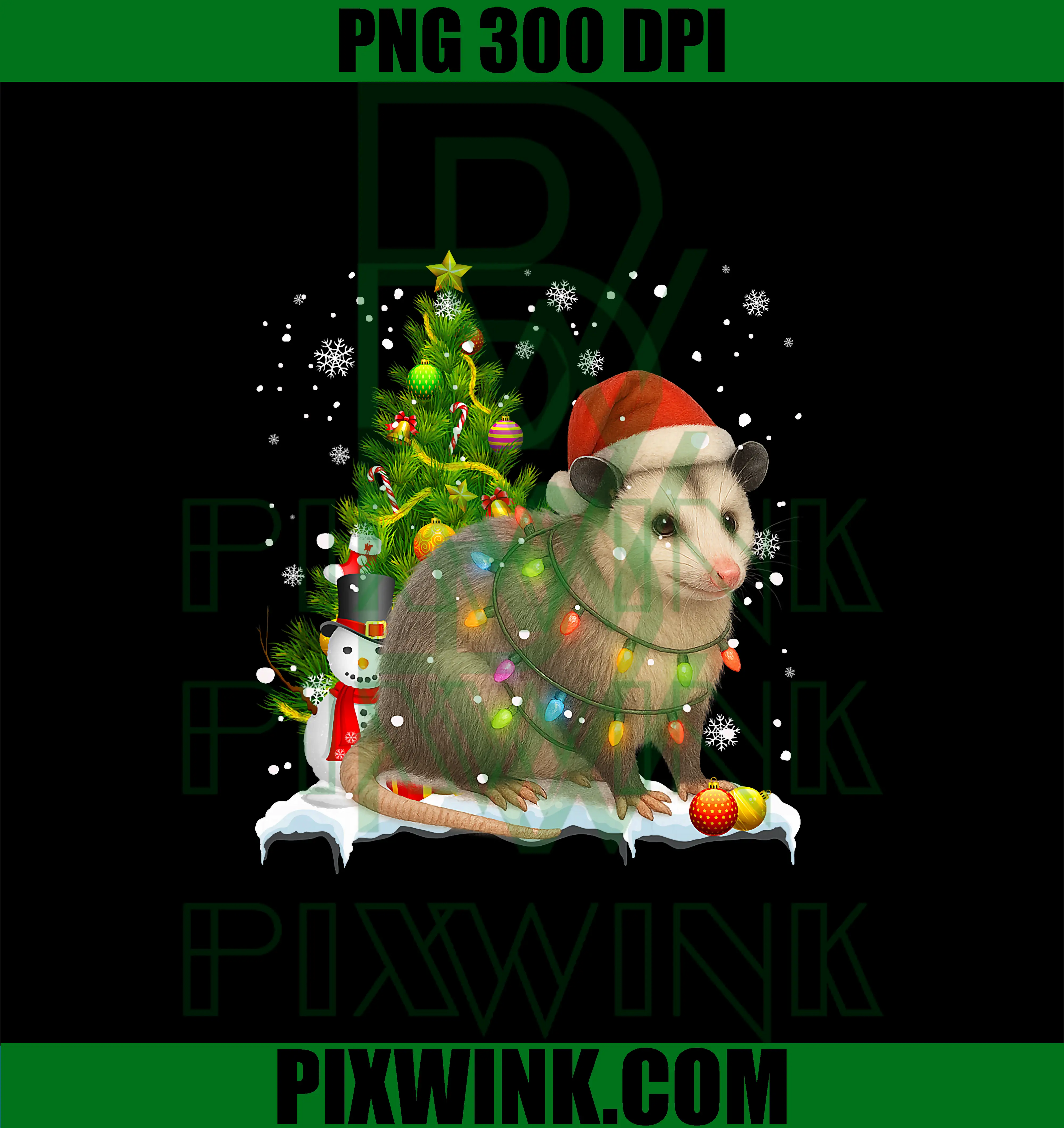 Cute Possum Christmas PNG, Light Funny Possum Lover Xmas PNG