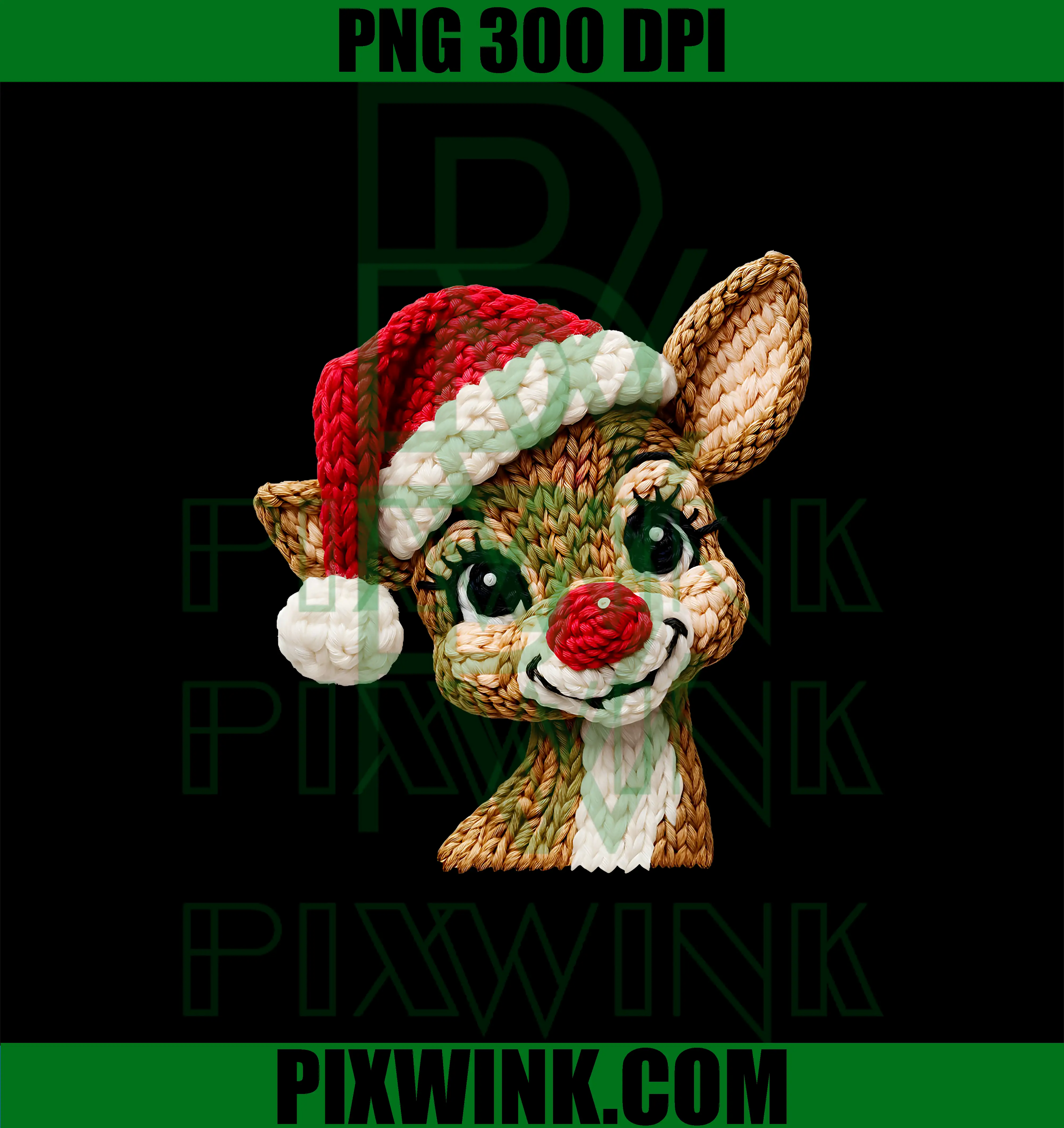 Cute Reindeer Rudolph PNG, Crochet Christmas Holiday PNG