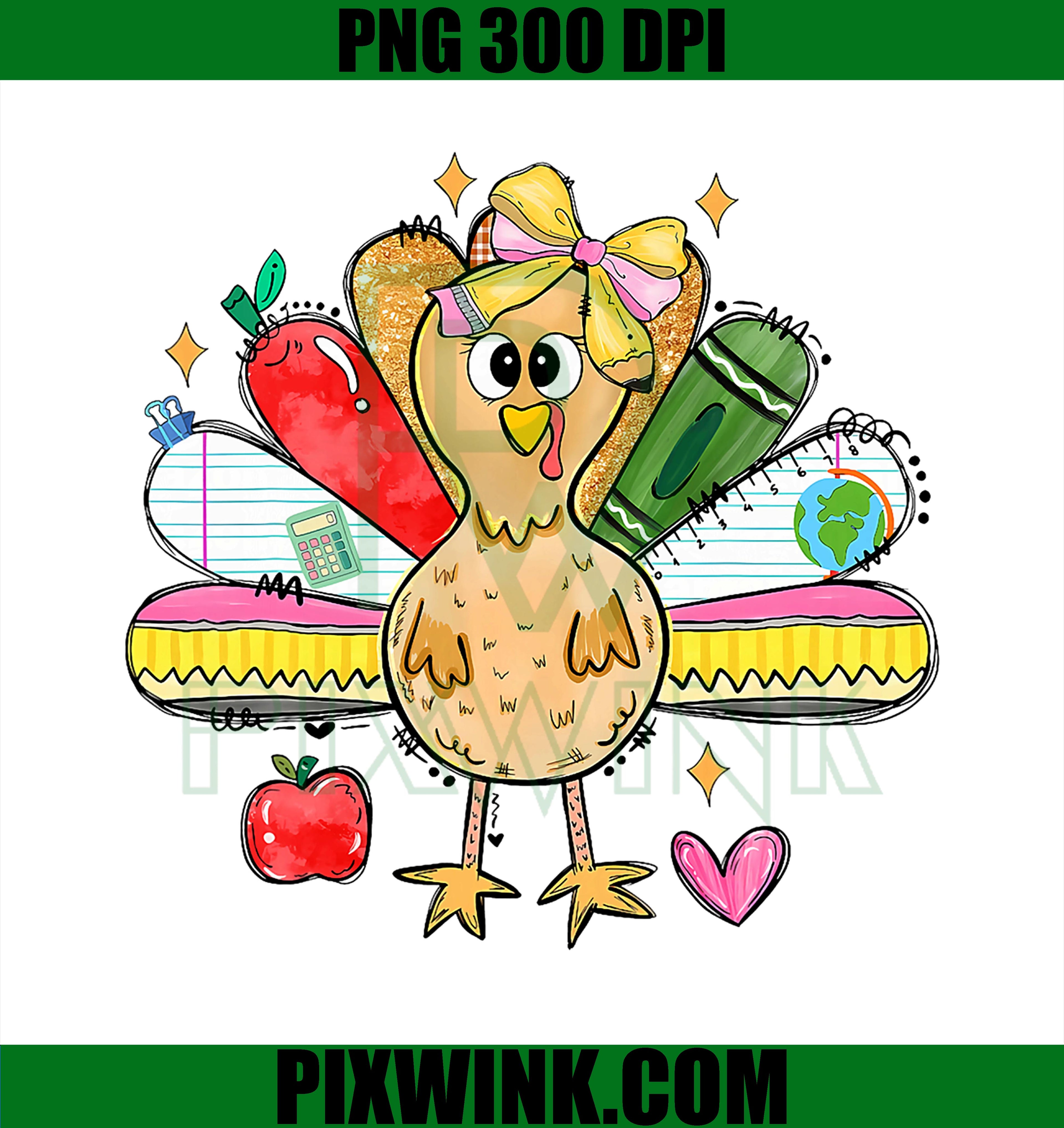 Cute School Turkey Thanksgiving PNG, Holiday Teacher Student PNG