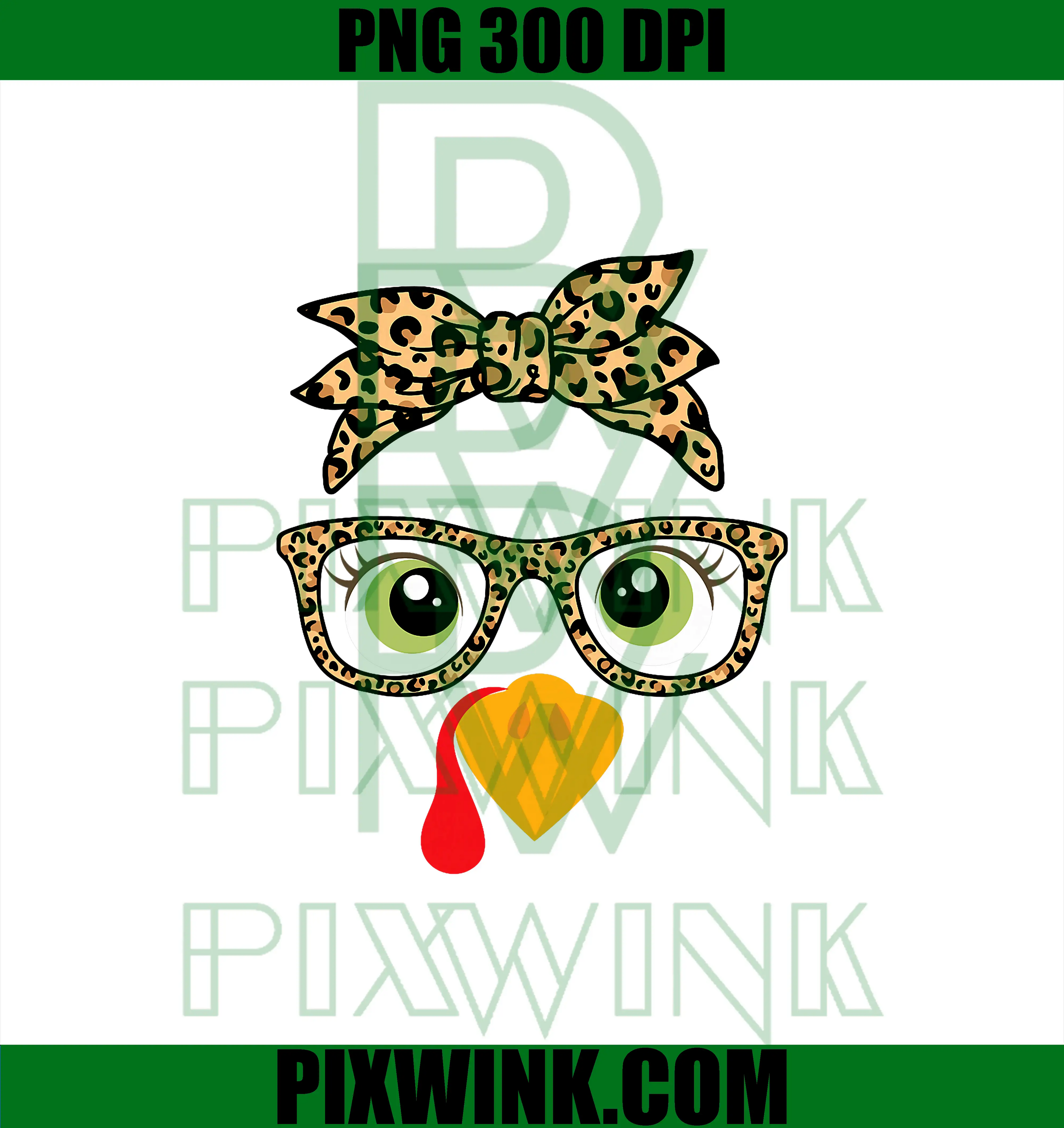 Cute Thanksgiving Turkey Face PNG, Leopard Glasses PNG