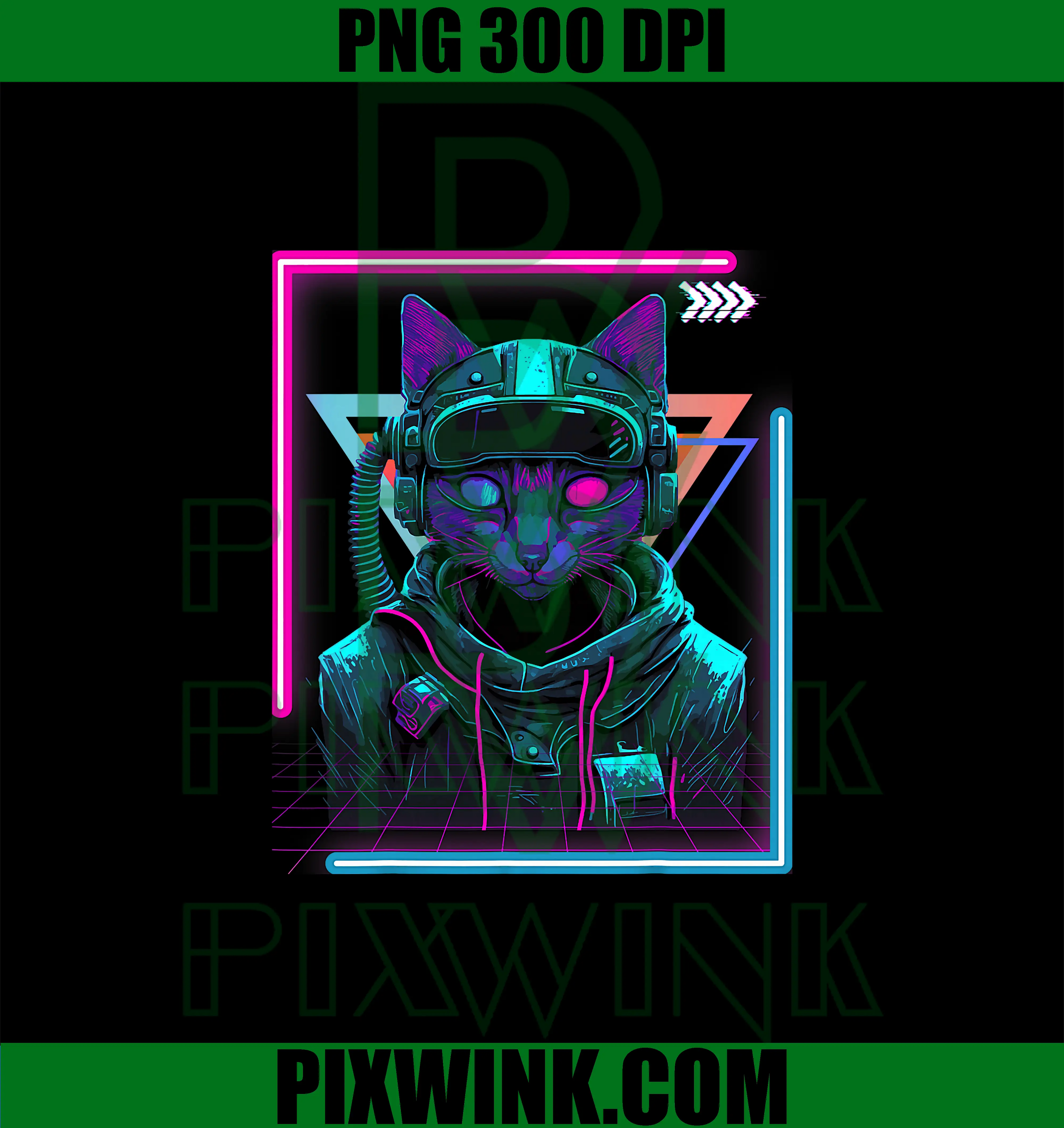 Cyberpunk Cat PNG, Kitty Punker Futuristic Cyber Punk PNG
