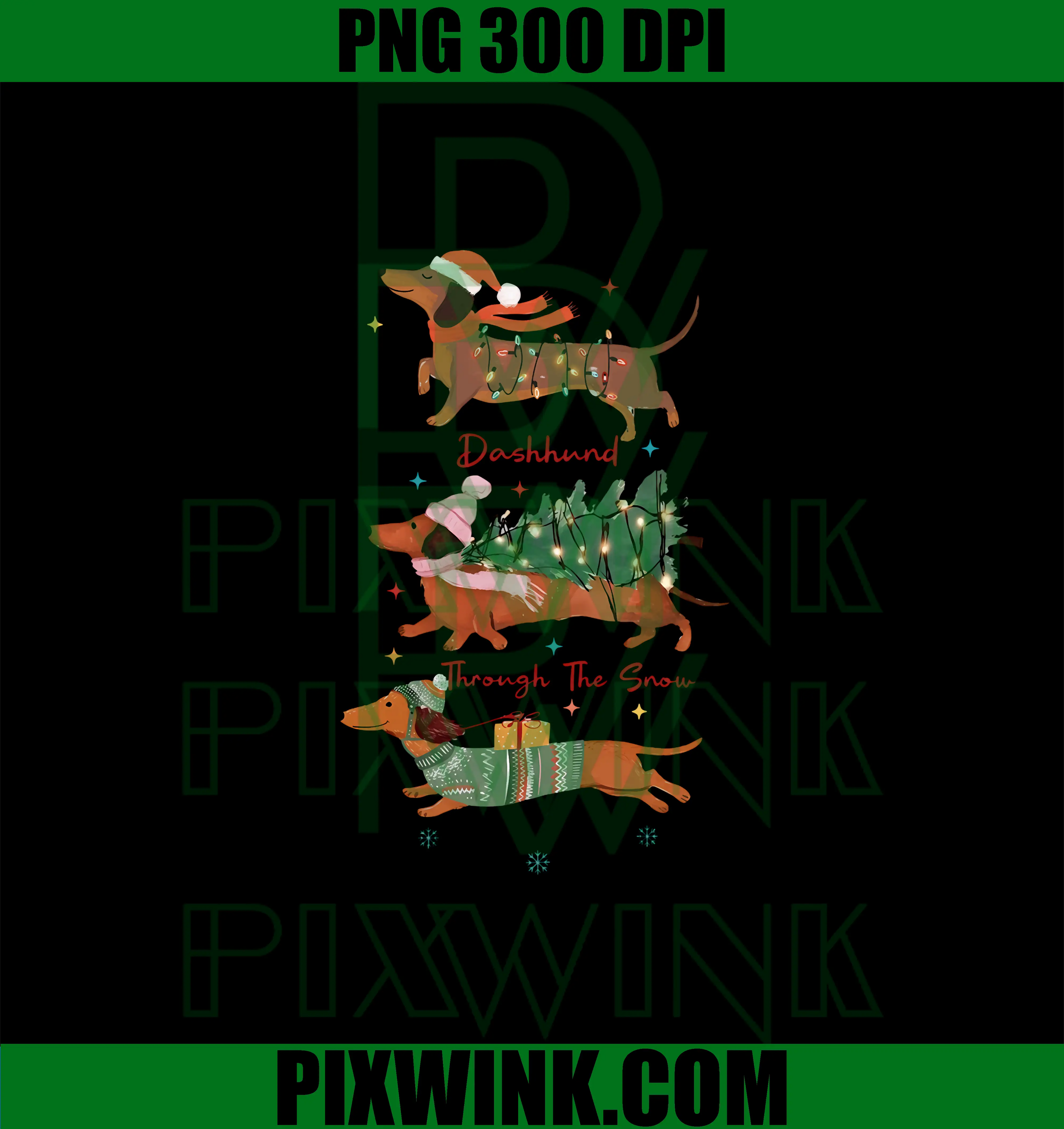 Dachshund Through The Snow PNG, Merry Xmas Dachshund Dog PNG