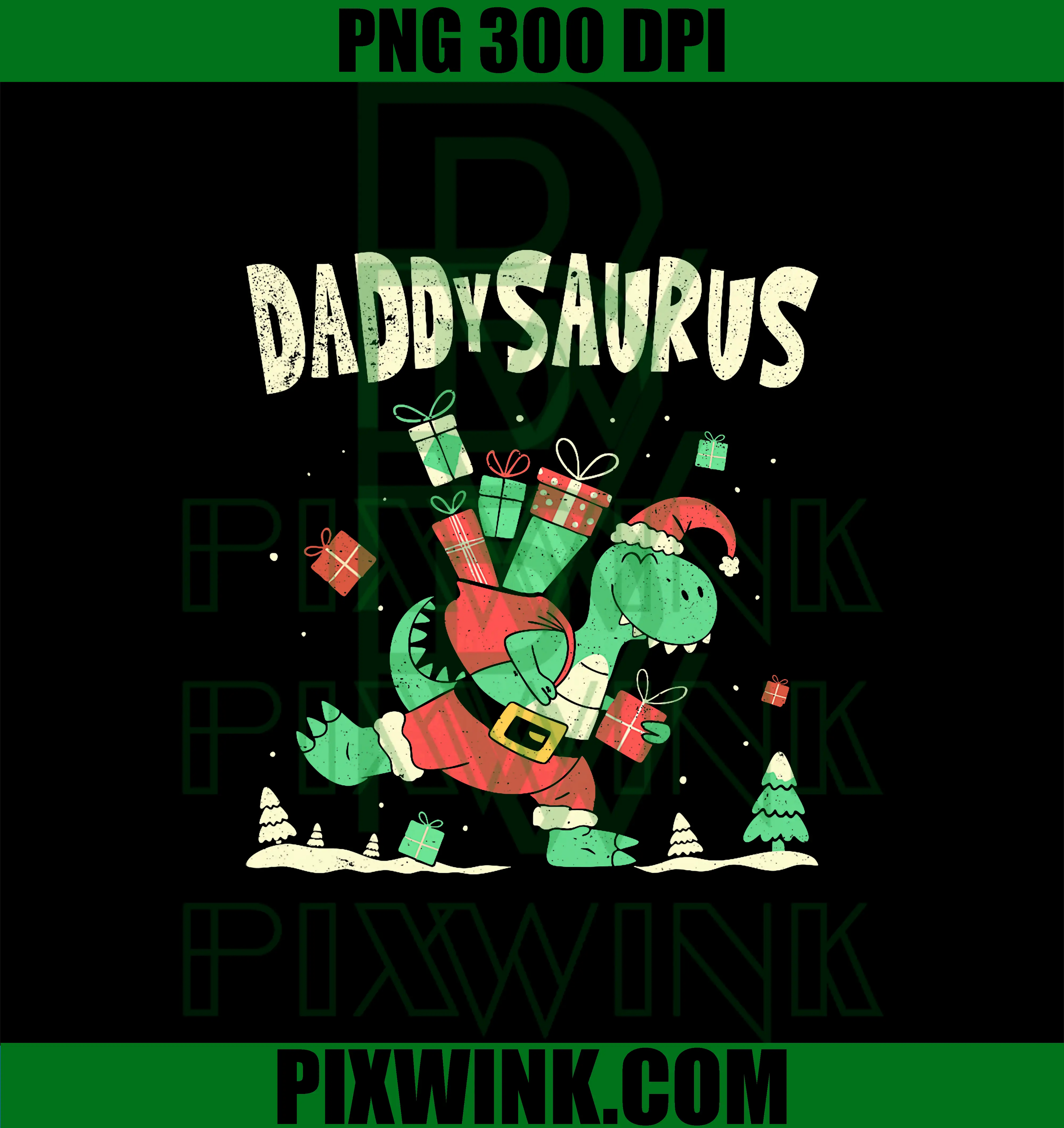 Daddysaurus PNG, Dinosaur Christmas Tree PNG, Dino Claus Funny Xmas PNG