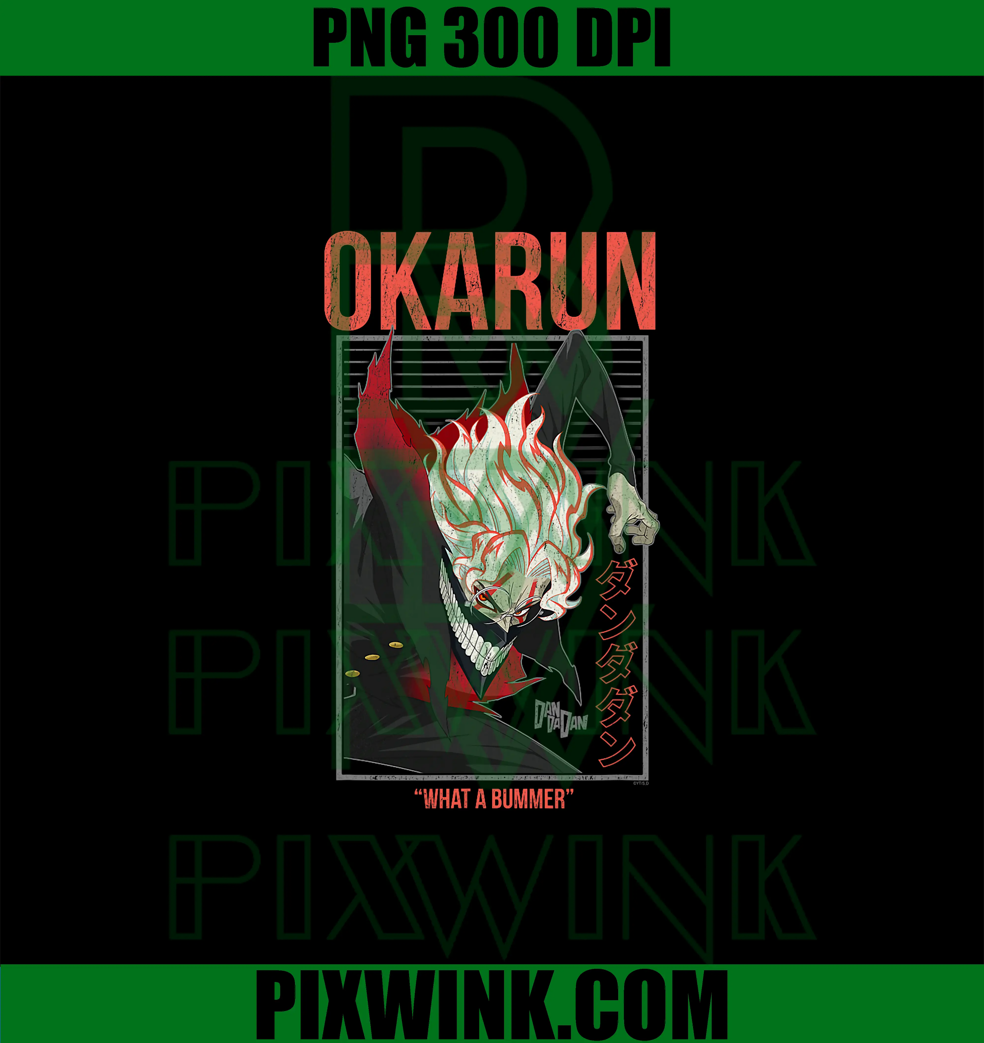 Dan Da Dan What a Bummer PNG, Okarun with Kanji Anime PNG