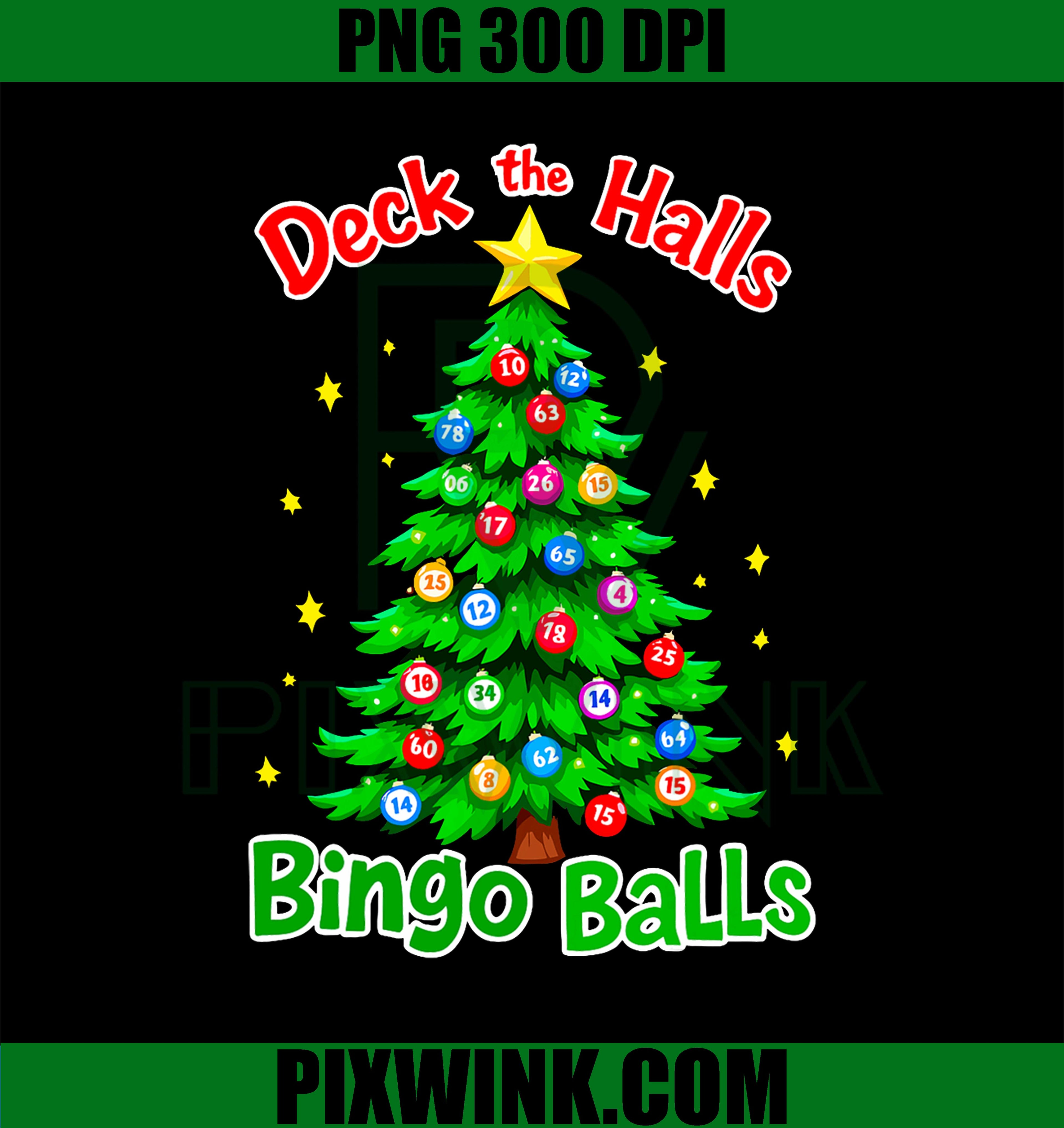 Deck the Halls Bingo Balls PNG, Christmas Tree PNG, Xmas Party PNG