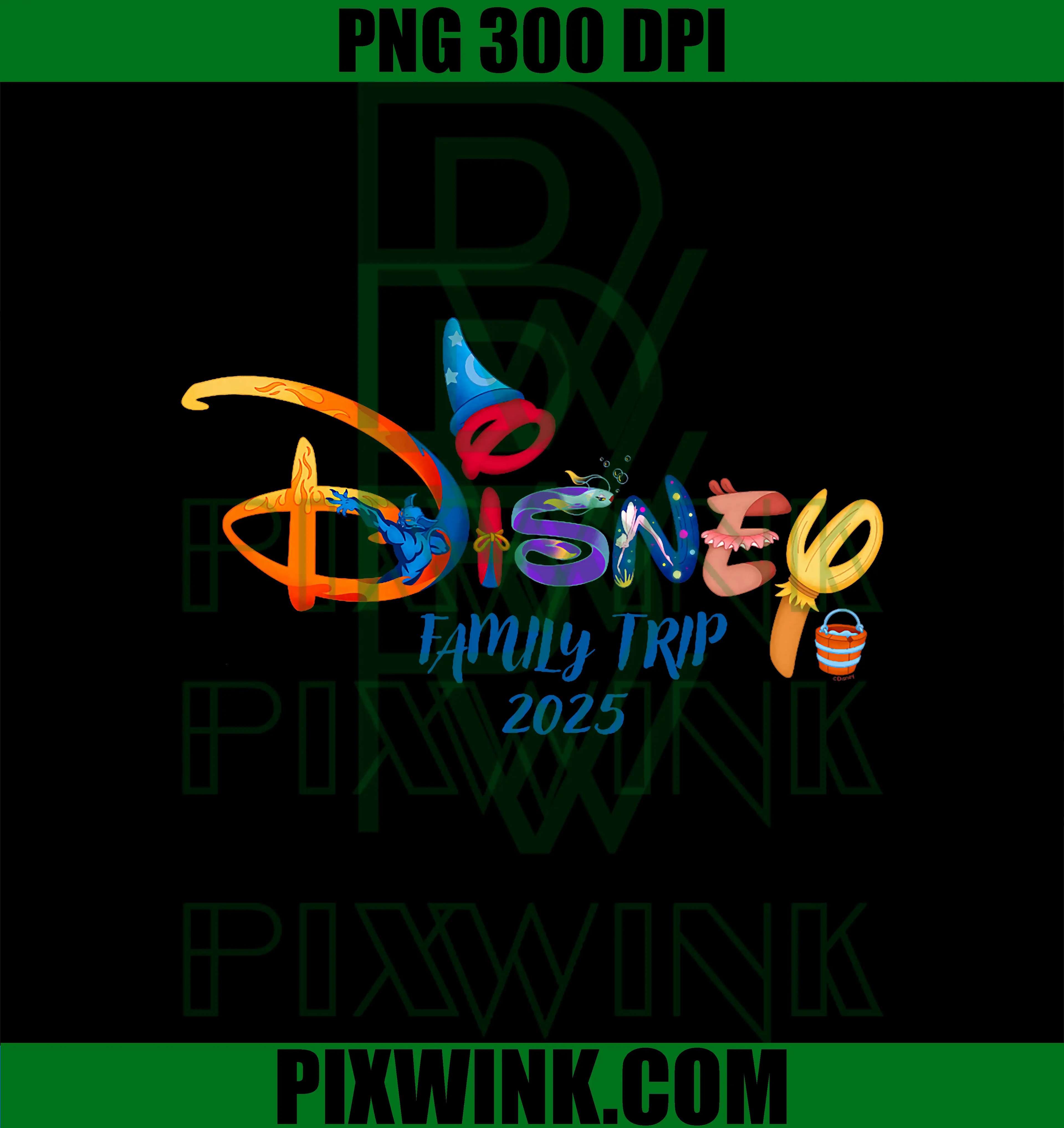 Disney Family Trip 2025 PNG, Fantasia Logo Matching Vacation PNG