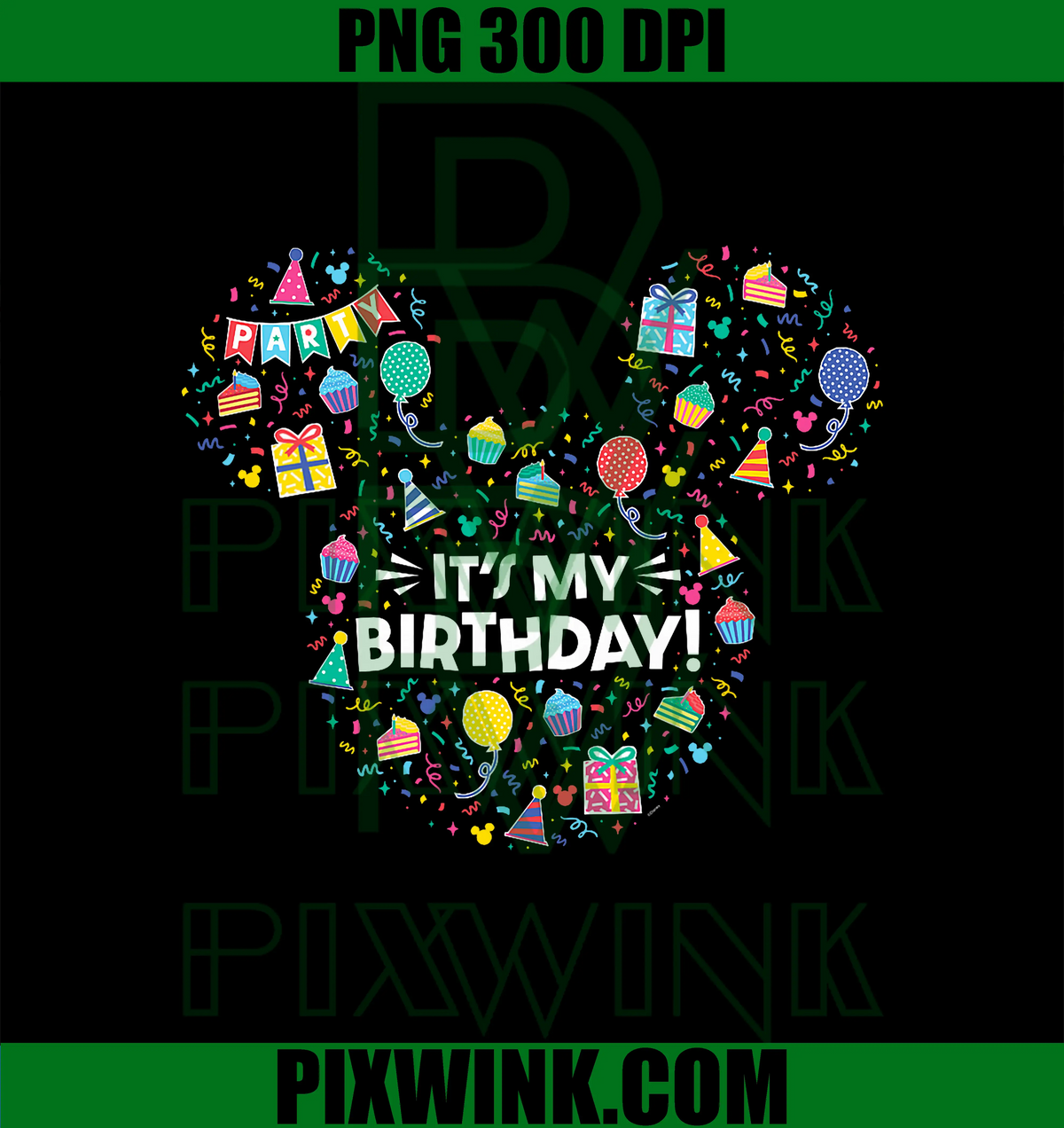 Icon Fill It’s My Birthday PNG, Disney Mickey Mouse Head Ears 