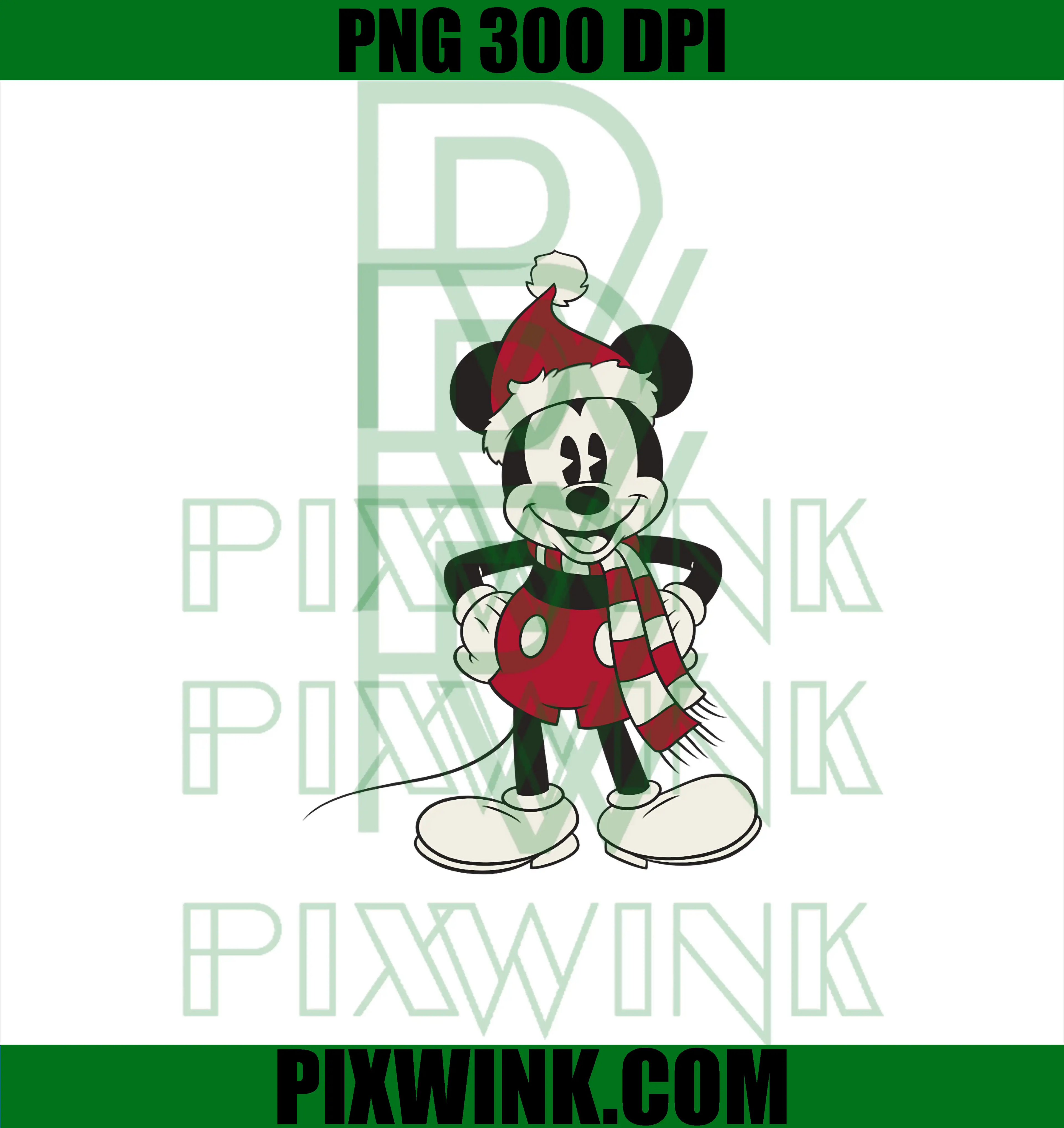 Christmas Mickey Mouse Portrait PNG, Disney Mickey & Friends PNG