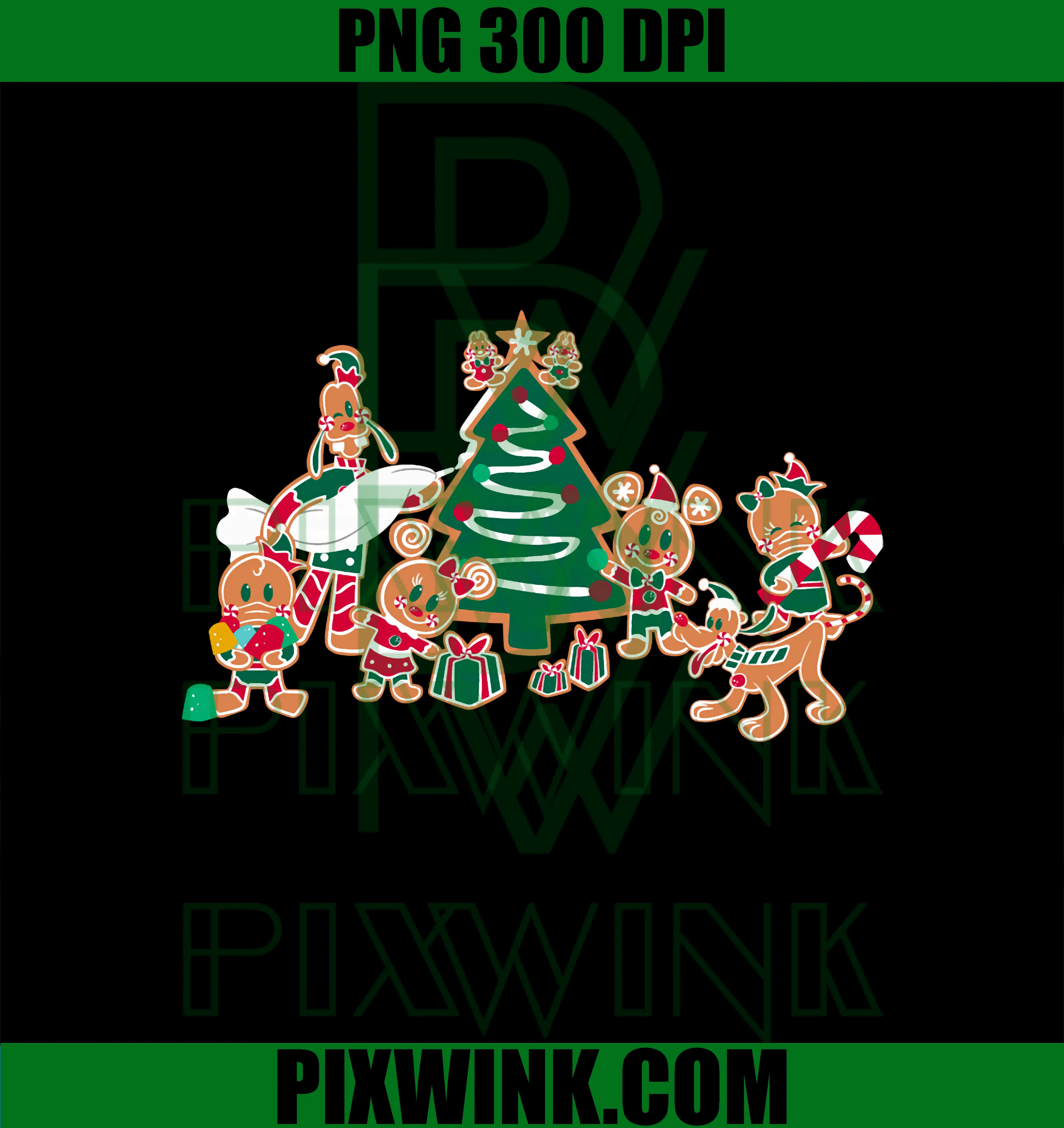 Cookies and Christmas Tree PNG, Disney Mickey & Pals Gingerbread PNG