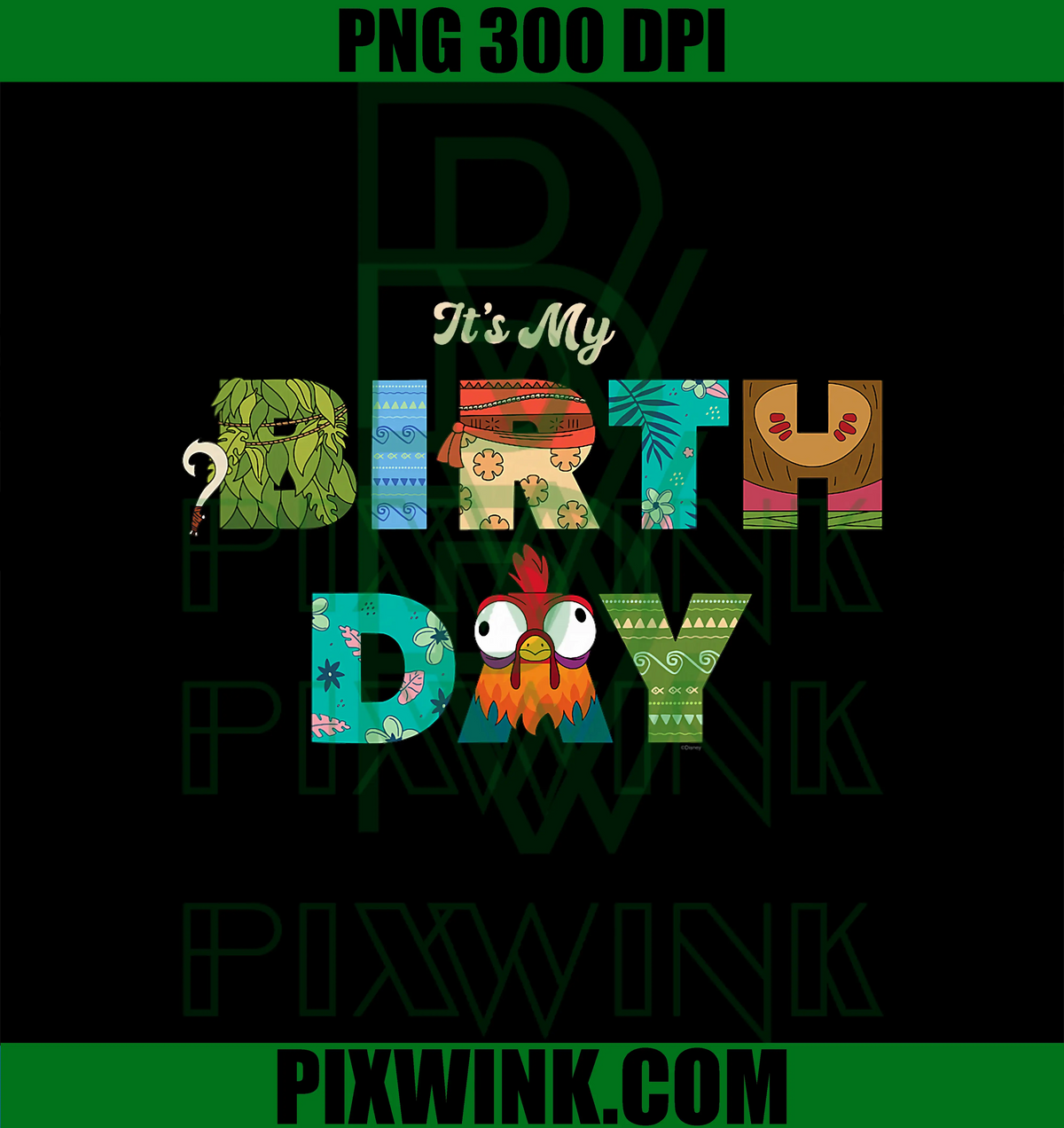 It's My Birthday Party PNG, Disney Moana Big Letters PNG