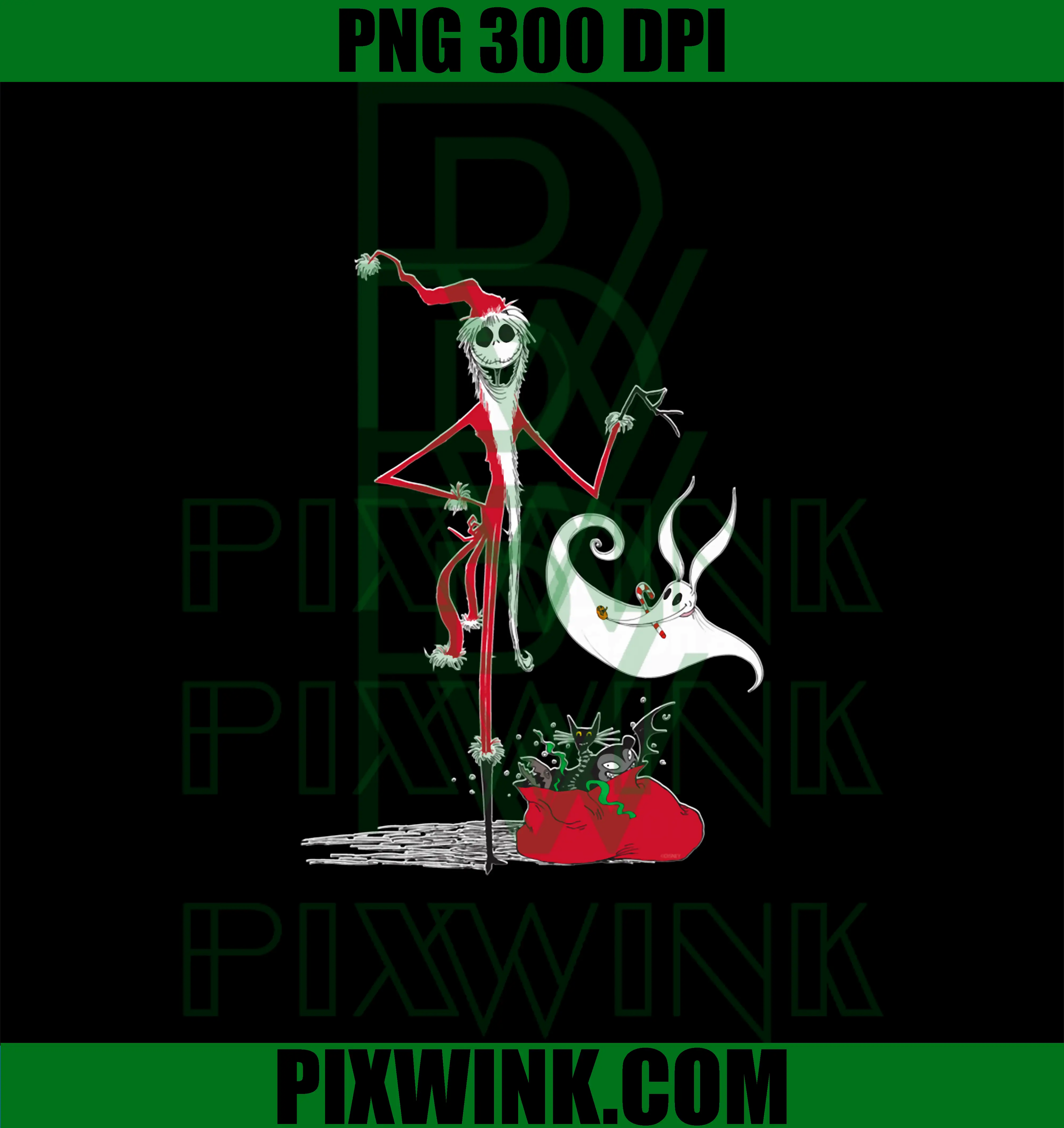 Christmas Holiday Jack & Zero PNG, Disney Nightmare Before PNG
