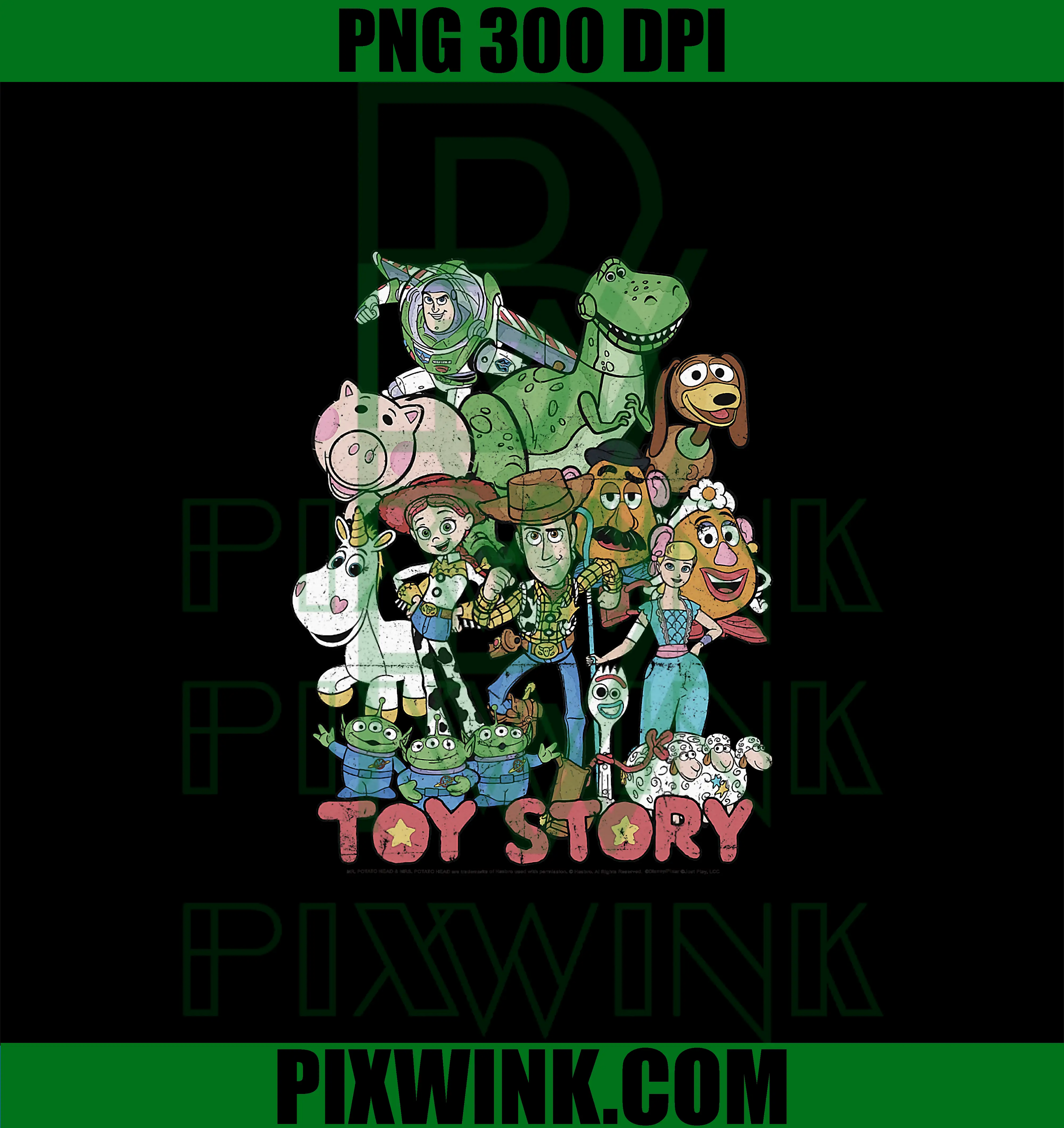 Disney Pixar Toy Story PNG, All Stars Distressed Group Shot PNG