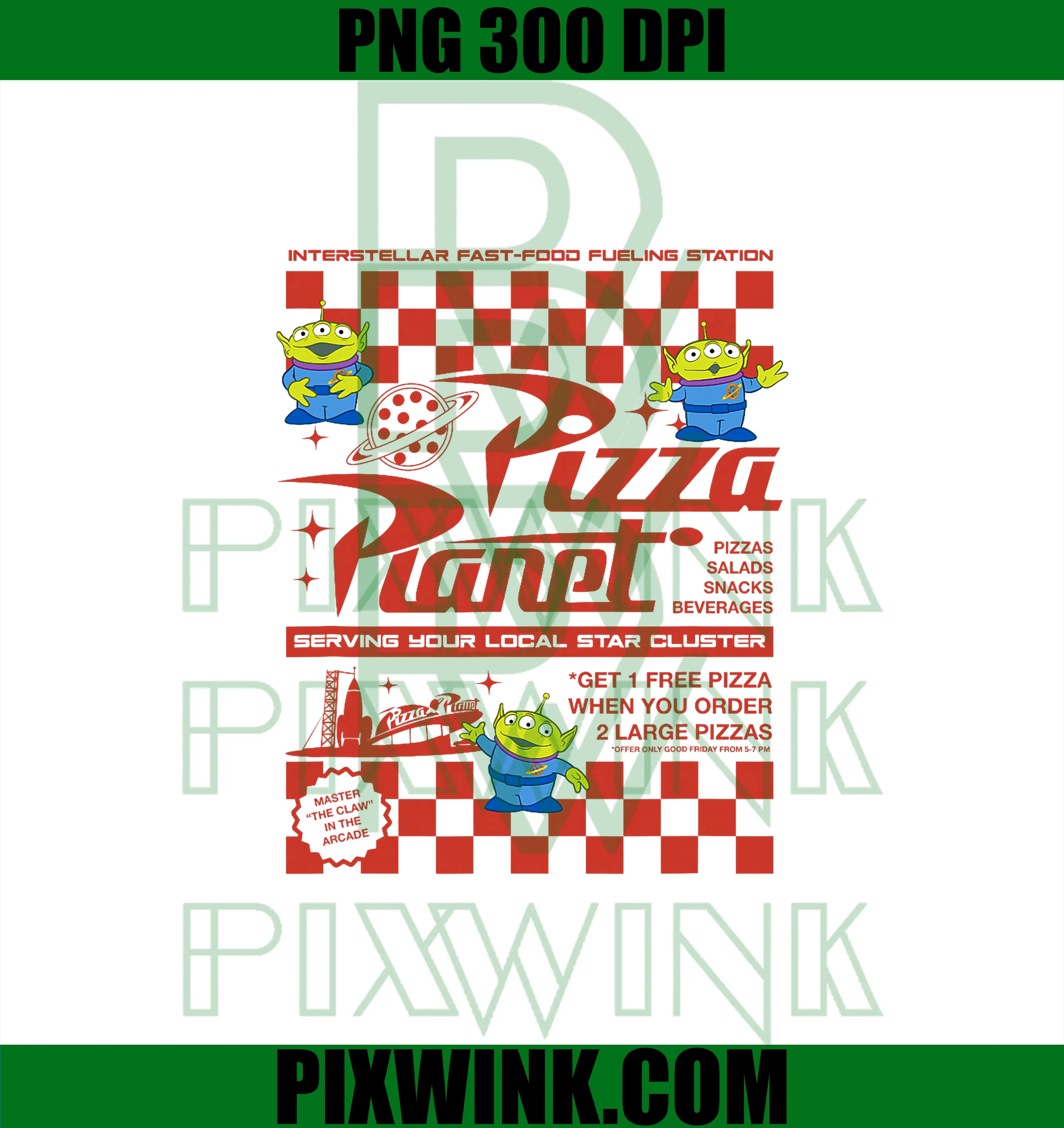Pizza Planet Iconic Retro Flyer Logo PNG, Disney Pixar Toy Story PNG