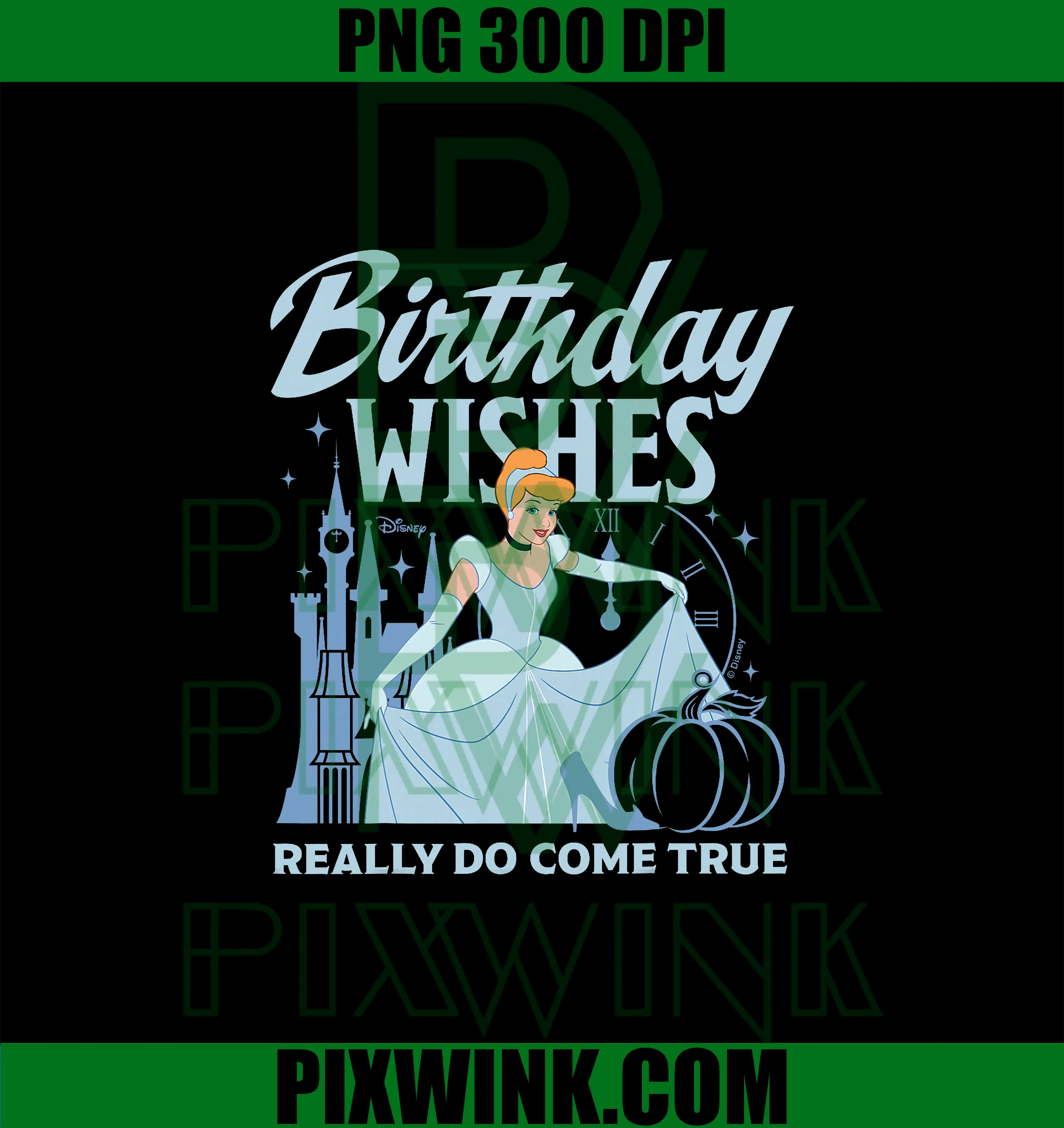 Birthday Wishes Come True PNG, Disney Princess Cinderella PNG