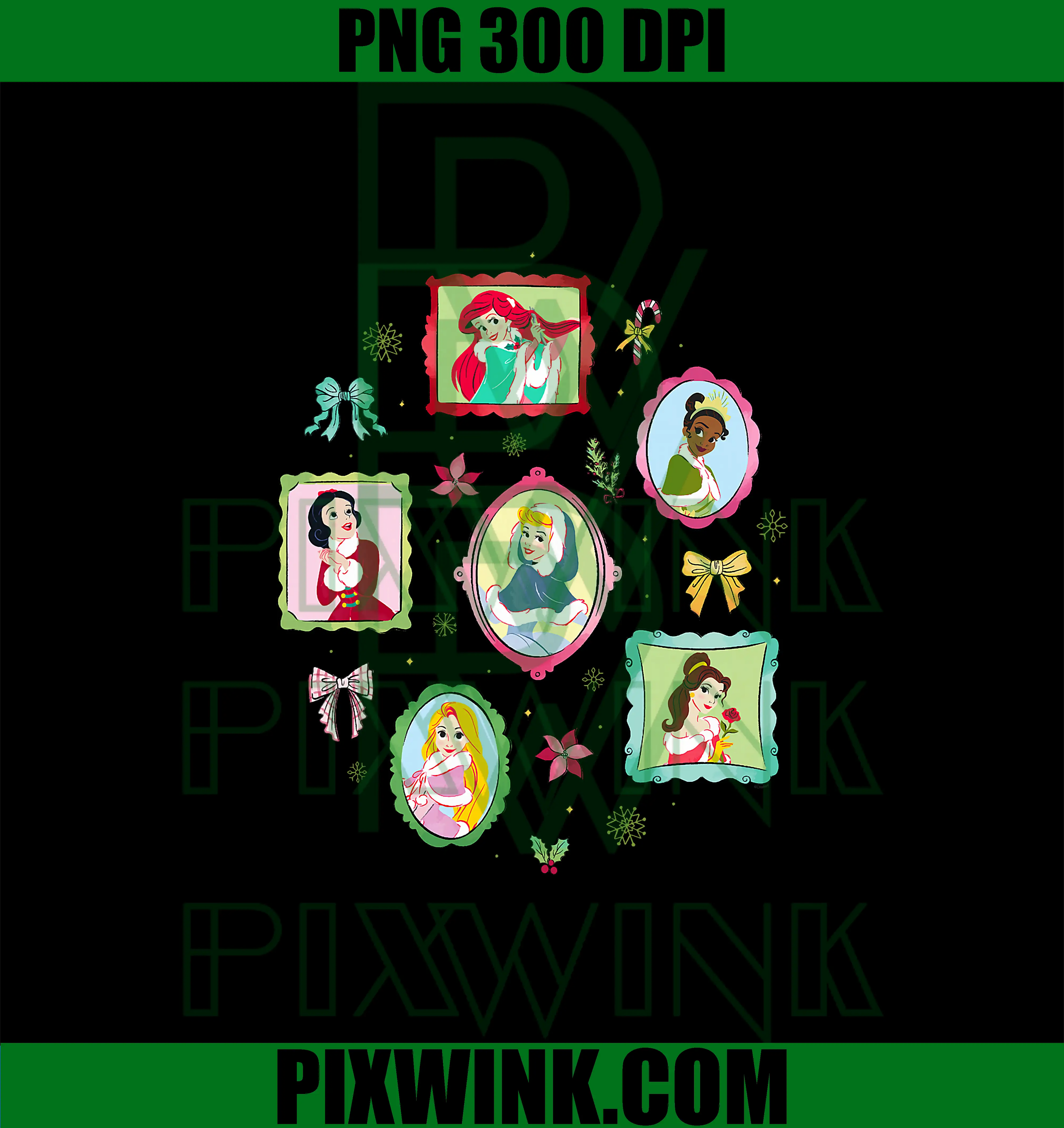 Disney Princess Coquette PNG, Holiday Picture Frames Christmas PNG
