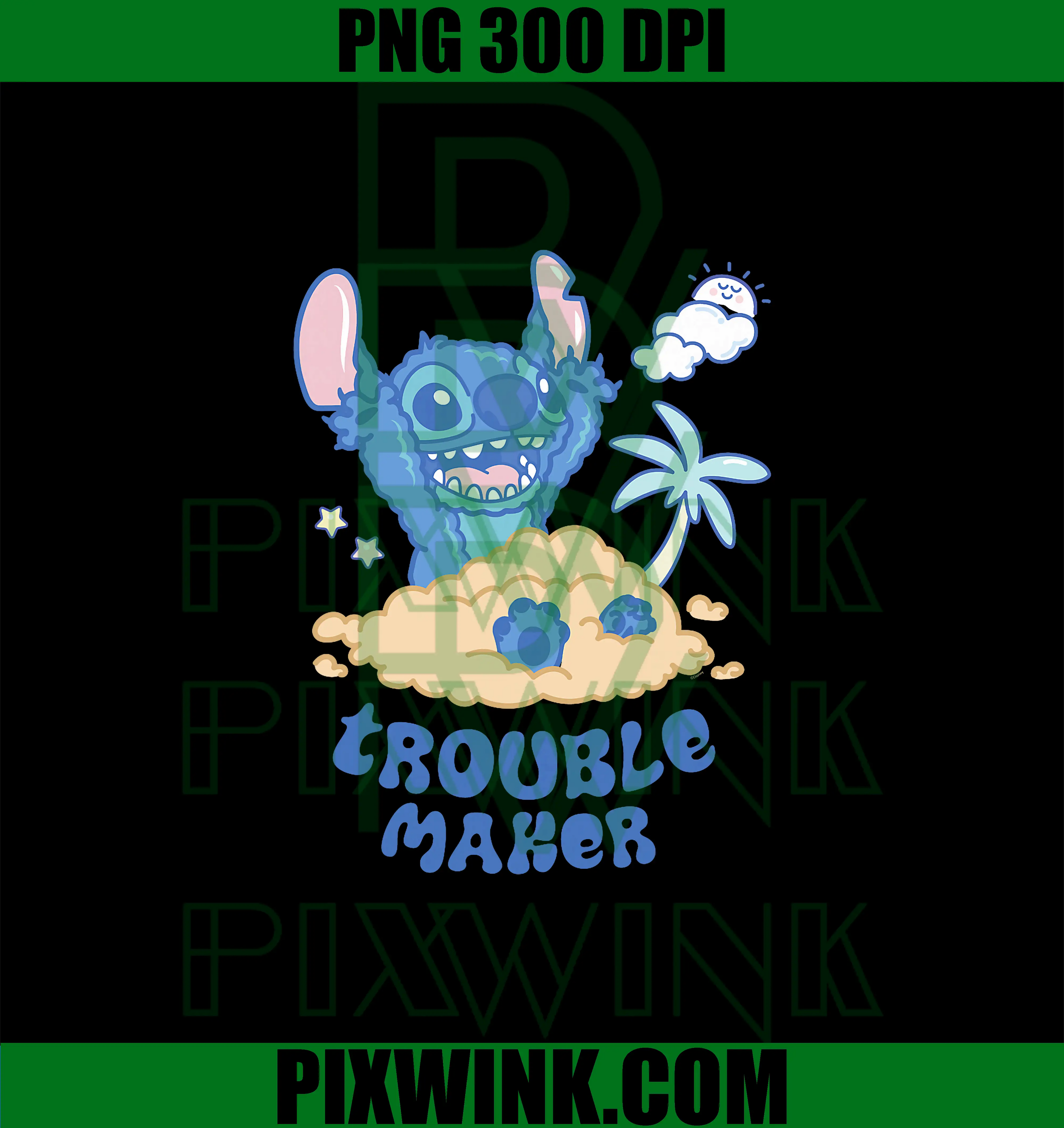 Trouble Maker PNG, Disney Stitch Fluffy Summer Beach Sand Pile PNG