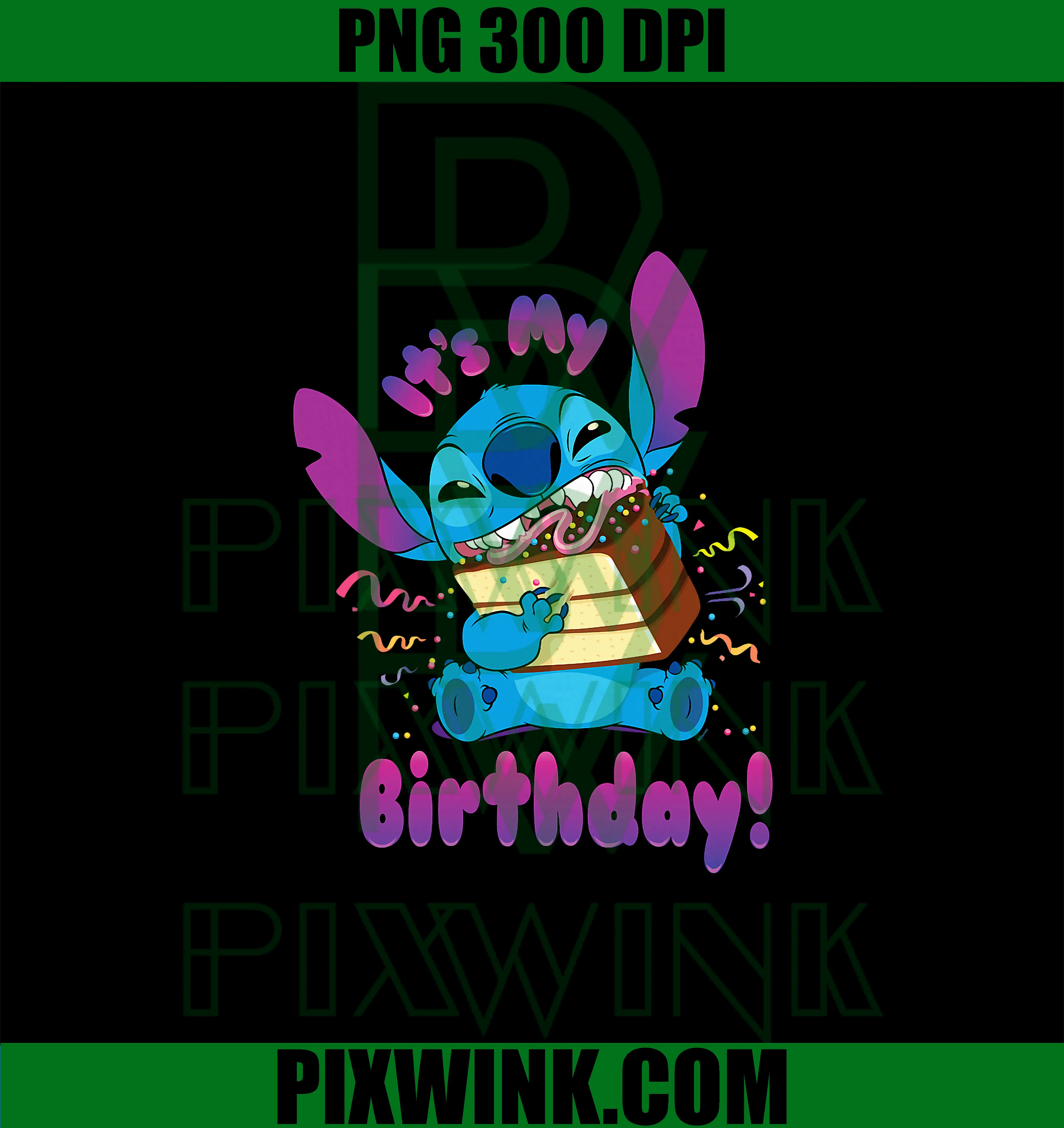 It's My Birthday Party Crasher with Cake PNG, Disney Stitch PNG