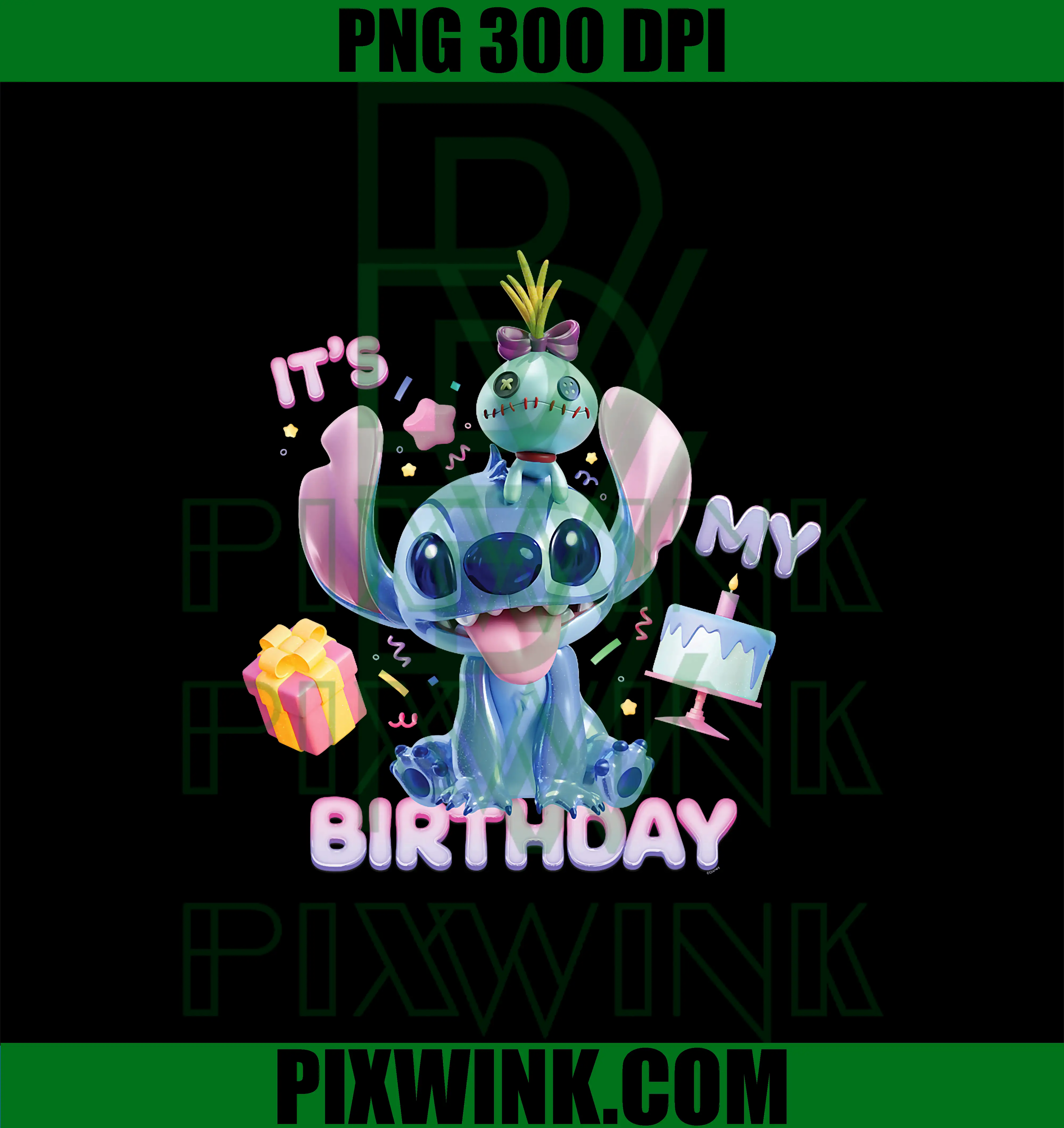 It's My Birthday Birthday Party PNG, Disney Stitch & Scrump PNG