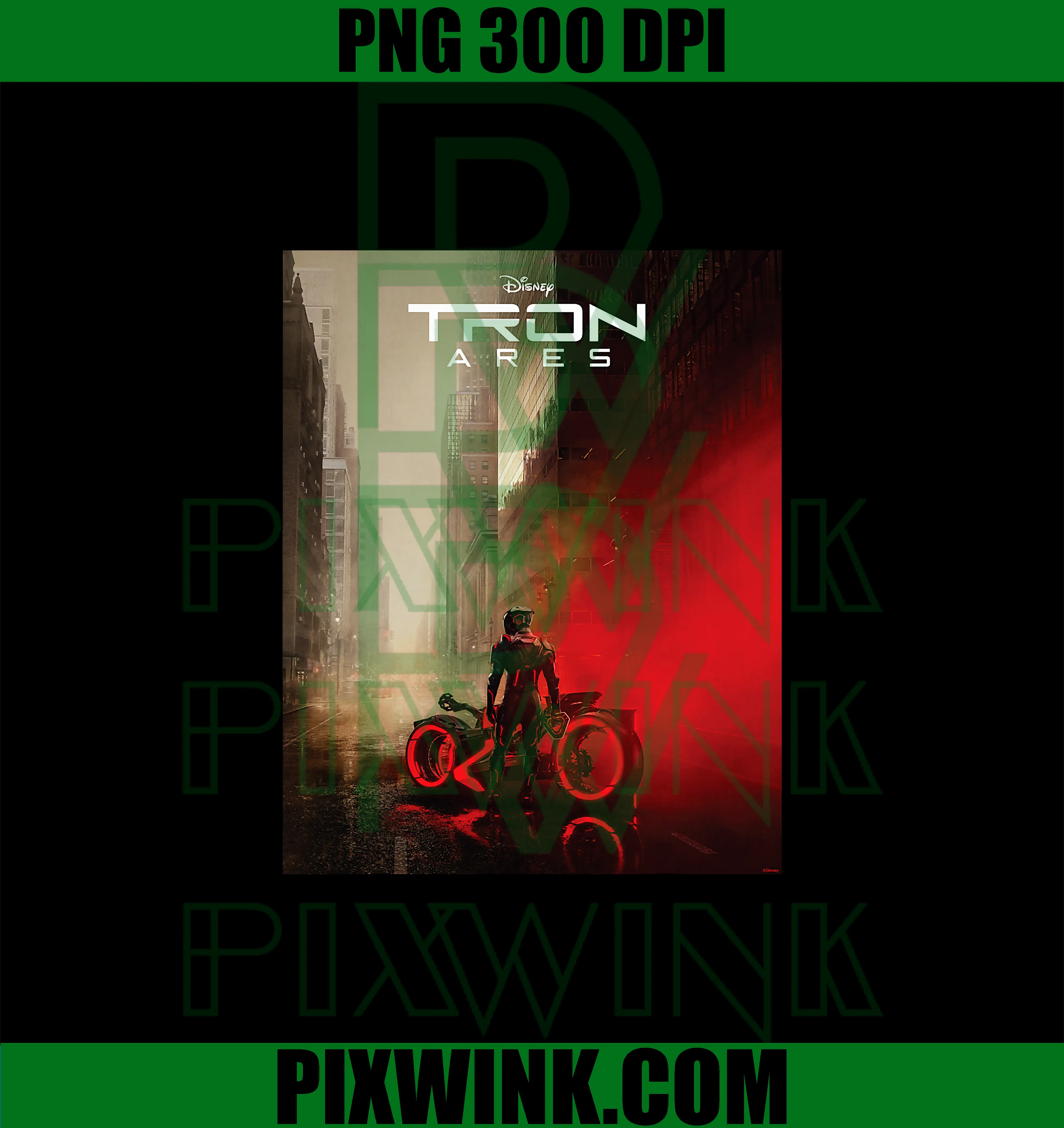 Disney TRON Ares PNG, Lightcycle City Official Movie Poster Art PNG