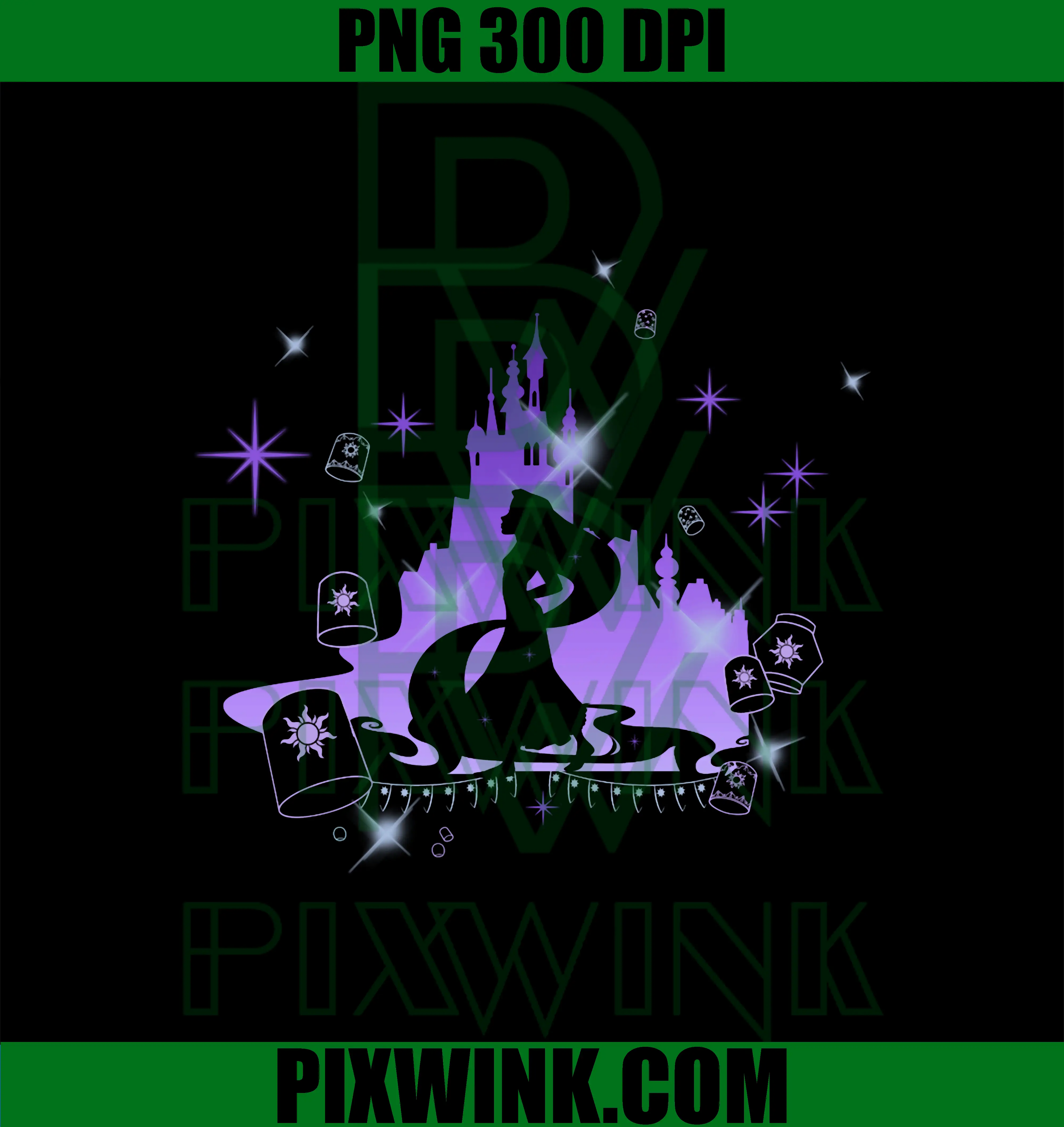 Disney Tangled Rapunzel PNG, Silhouette Portrait Graphic PNG