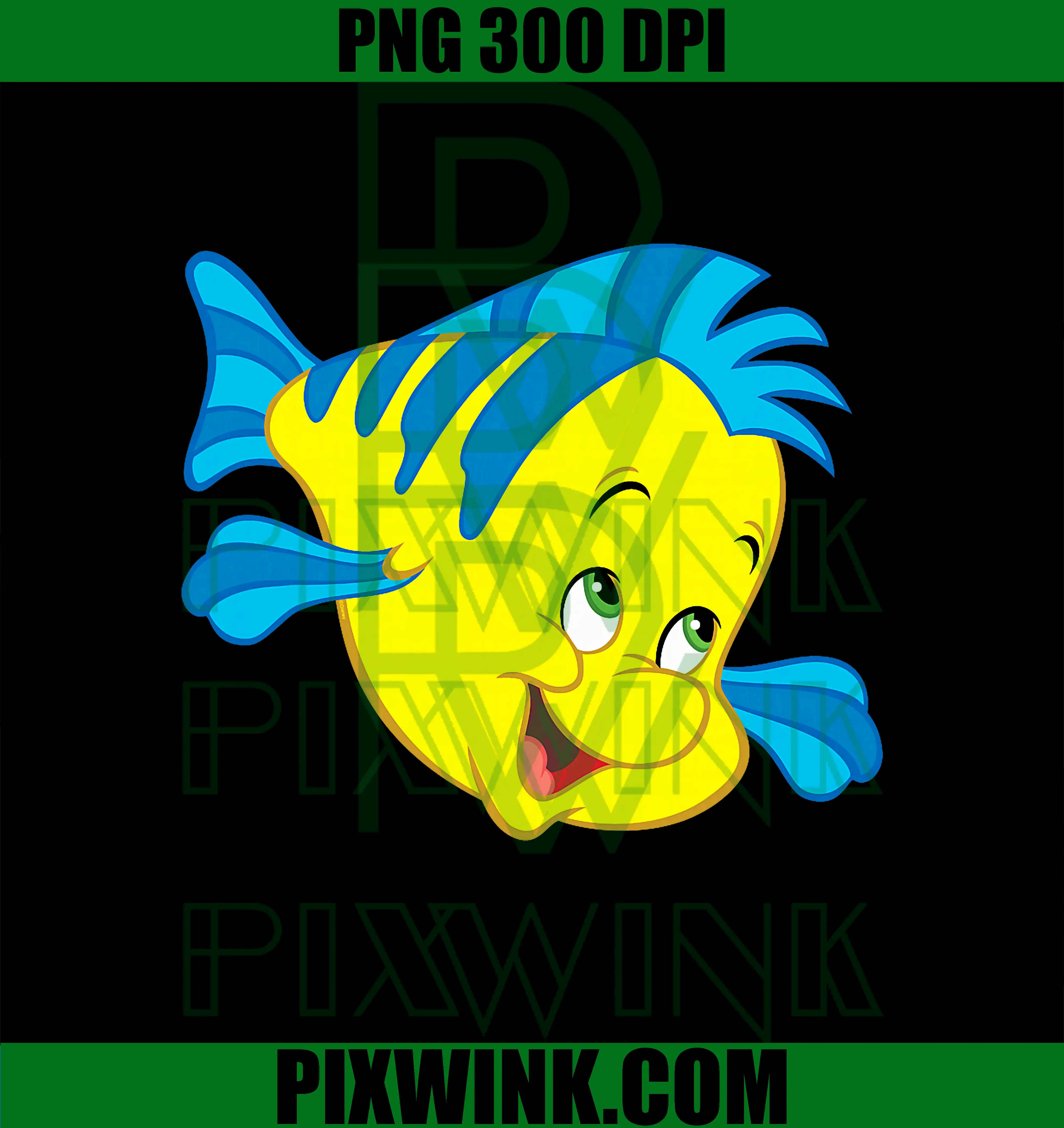 Flounder Sidekick Big Face PNG , Disney The Little Mermaid PNG