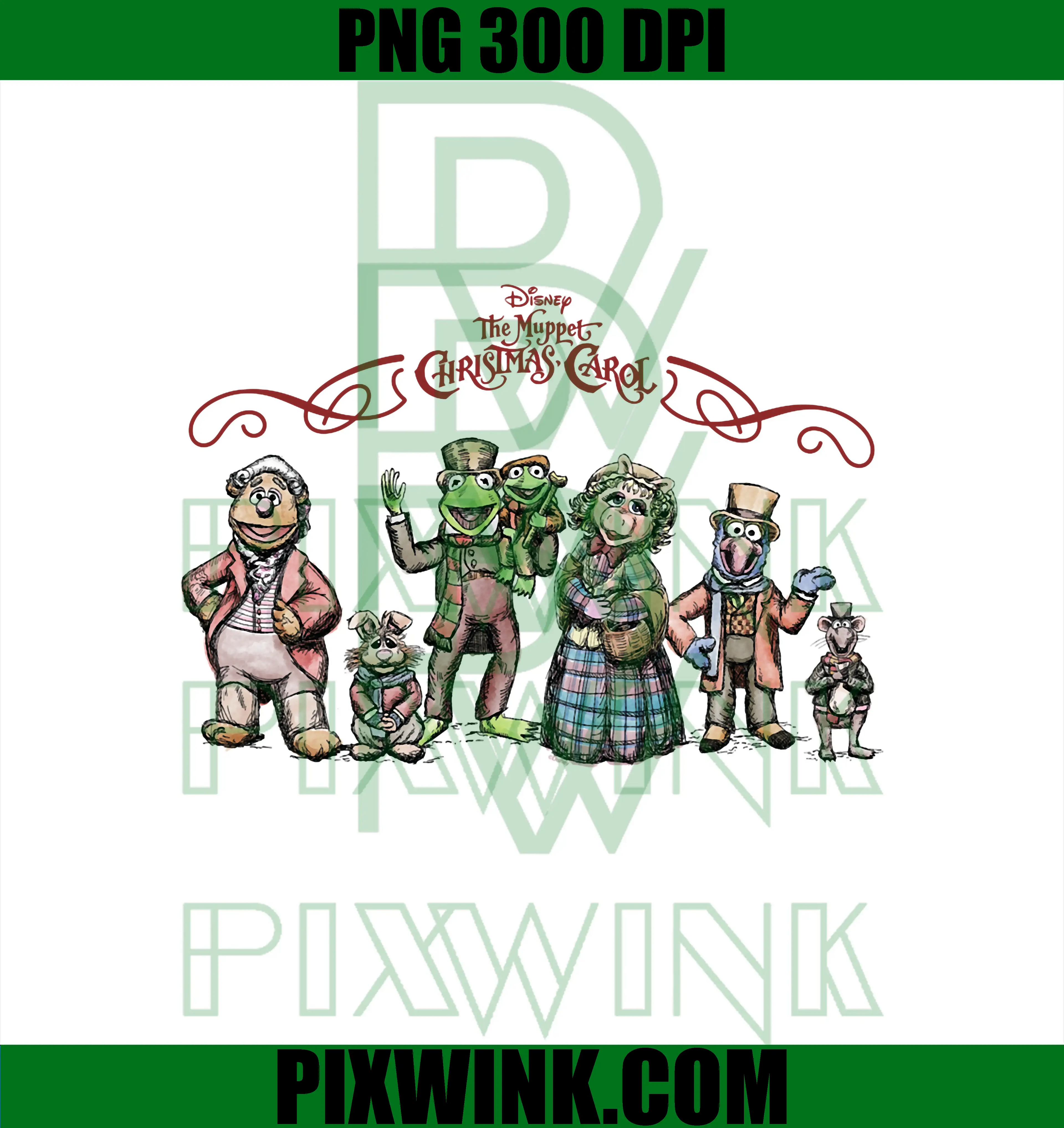 Disney The Muppet Christmas Carol PNG, Holiday Character Lineup PNG