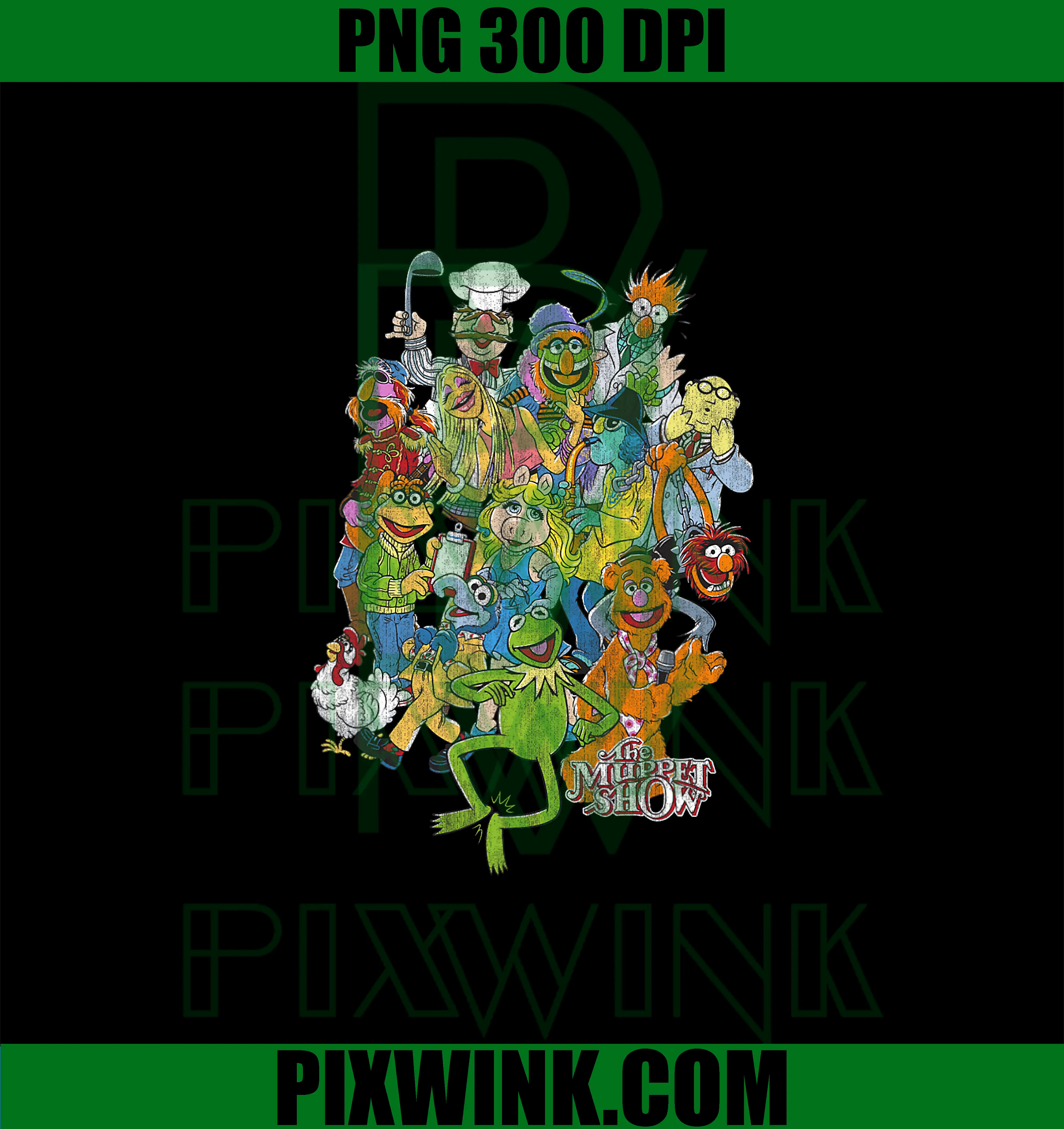 Disney The Muppets Main PNG, Characters Distressed Group Shot PNG