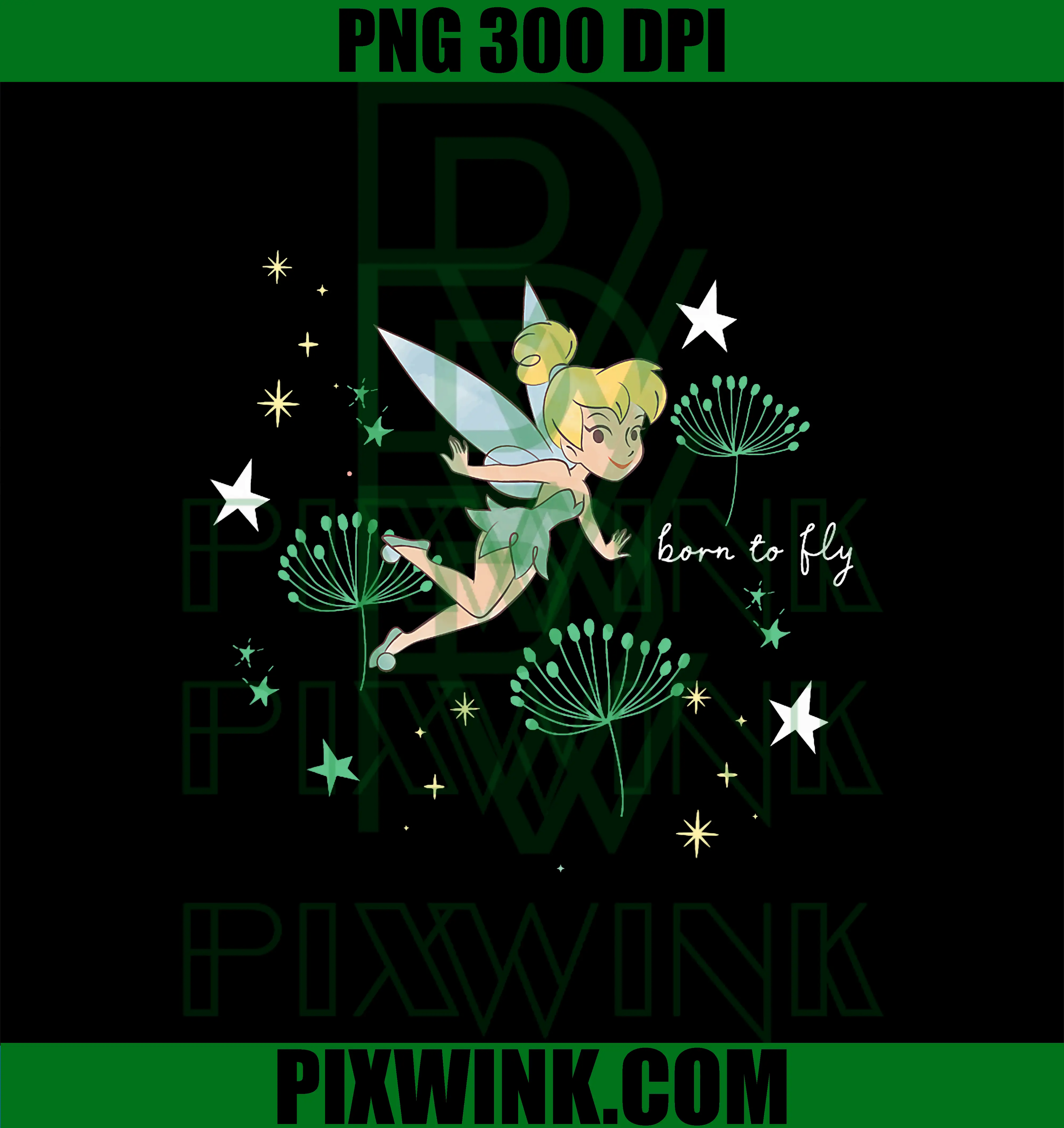 Disney Tinker Bell Born to Fly PNG, Magical Fairy Retro Big Logo PNG
