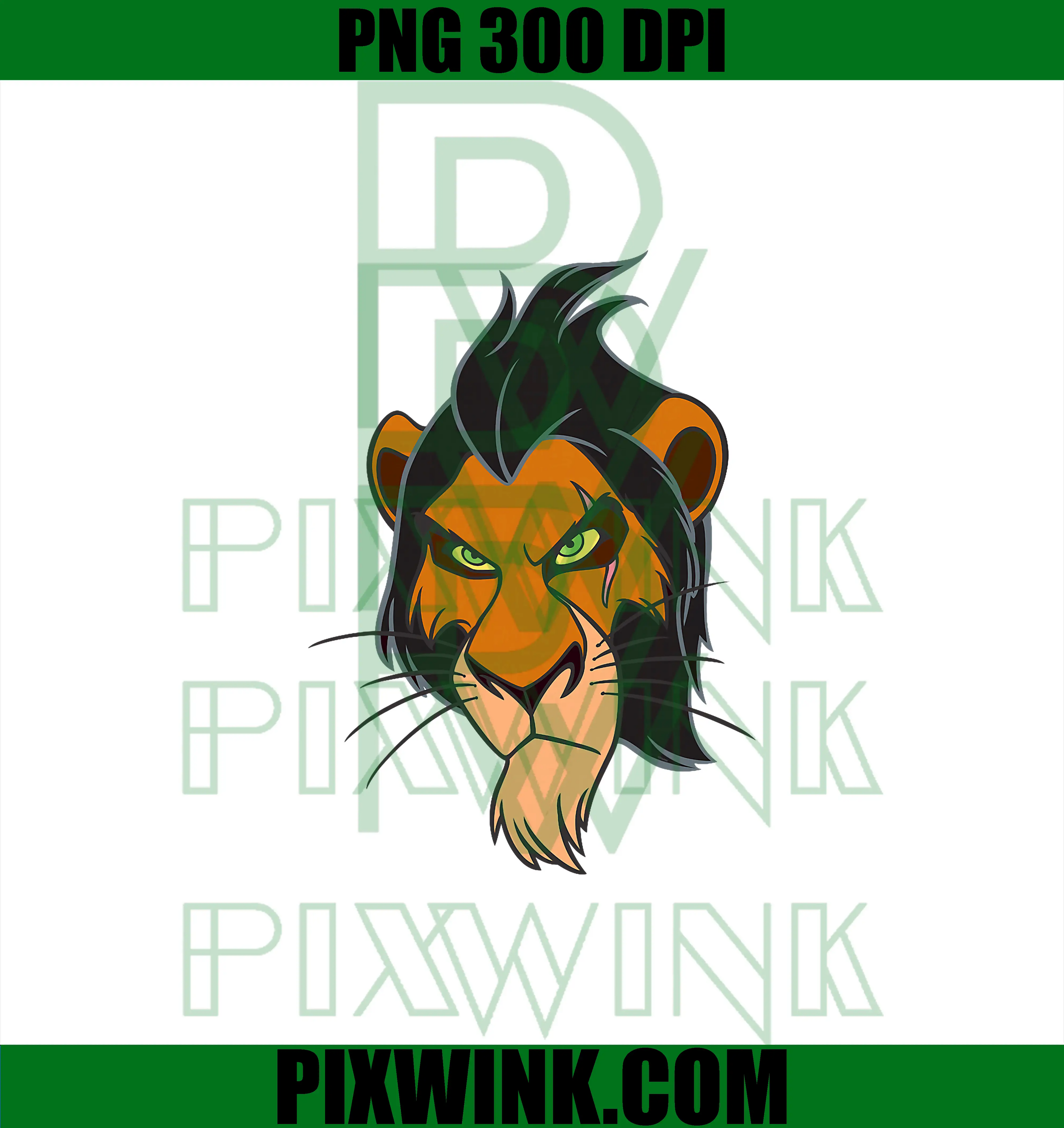 Scar from The Lion King Big Face PNG, Disney Villains PNG