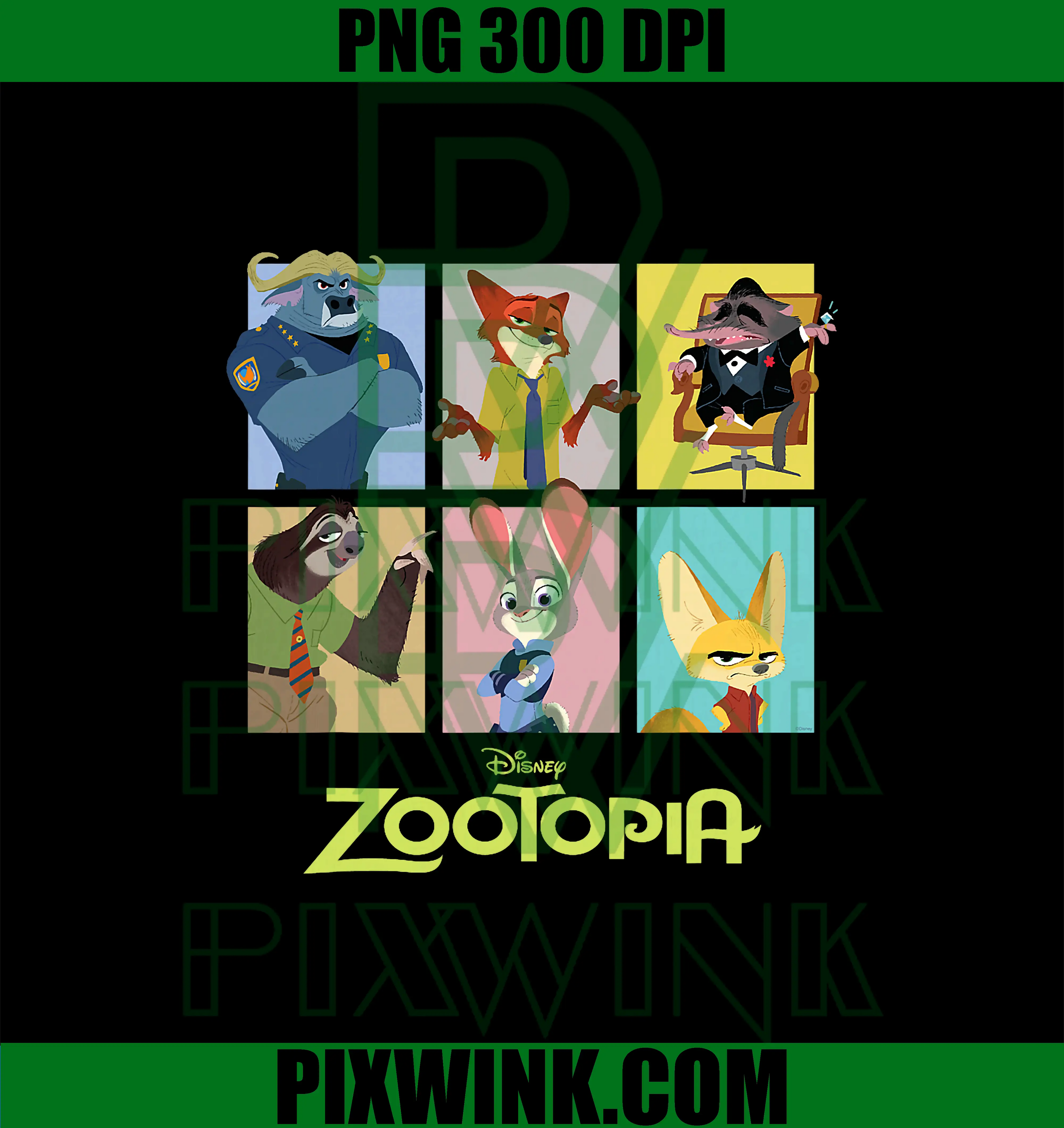 Disney Zootopia Characters Grid PNG, Disney PNG