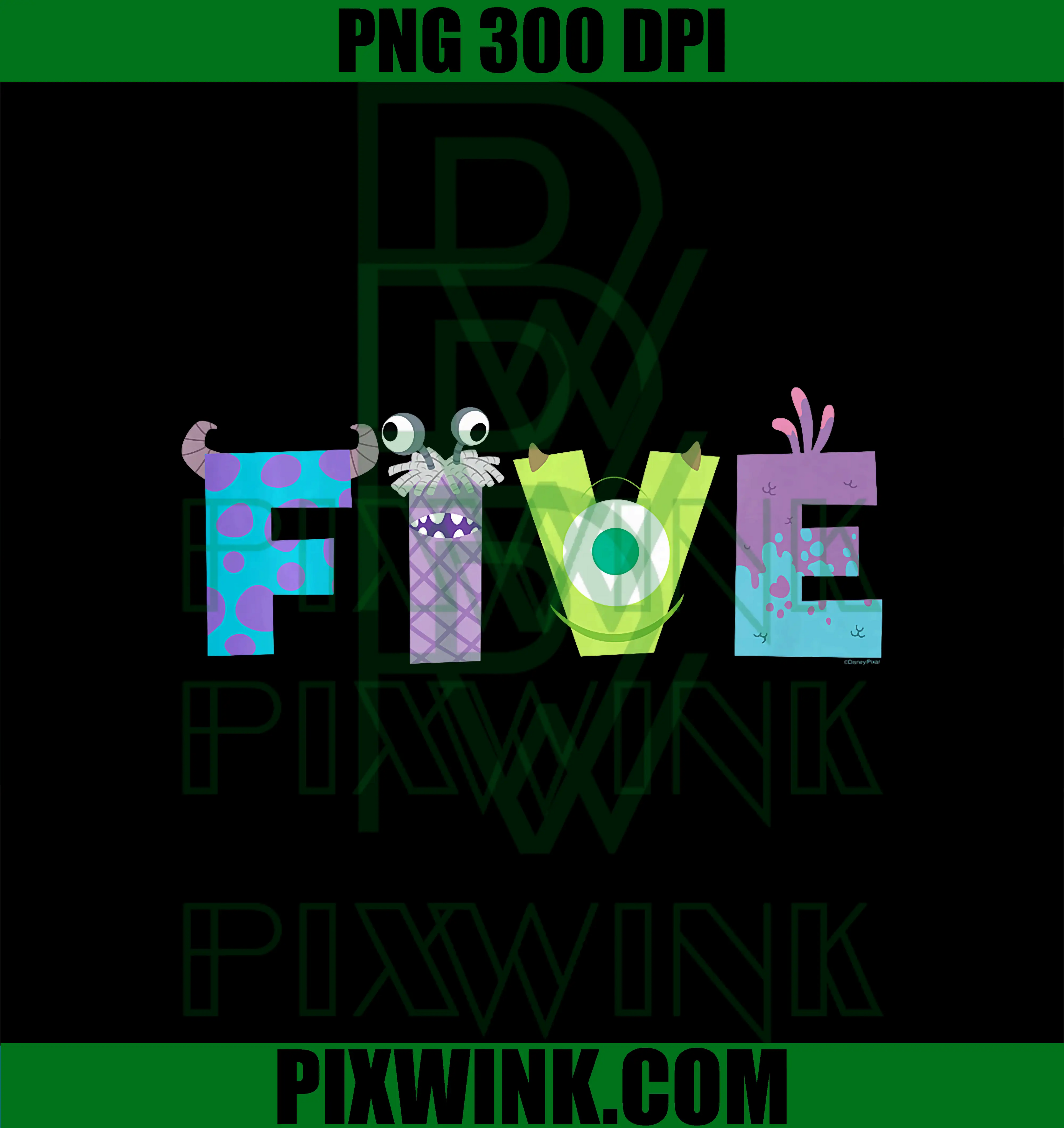 Inc. Numbers 5th Fifth Birthday PNG, Disney & Pixar's Monsters PNG