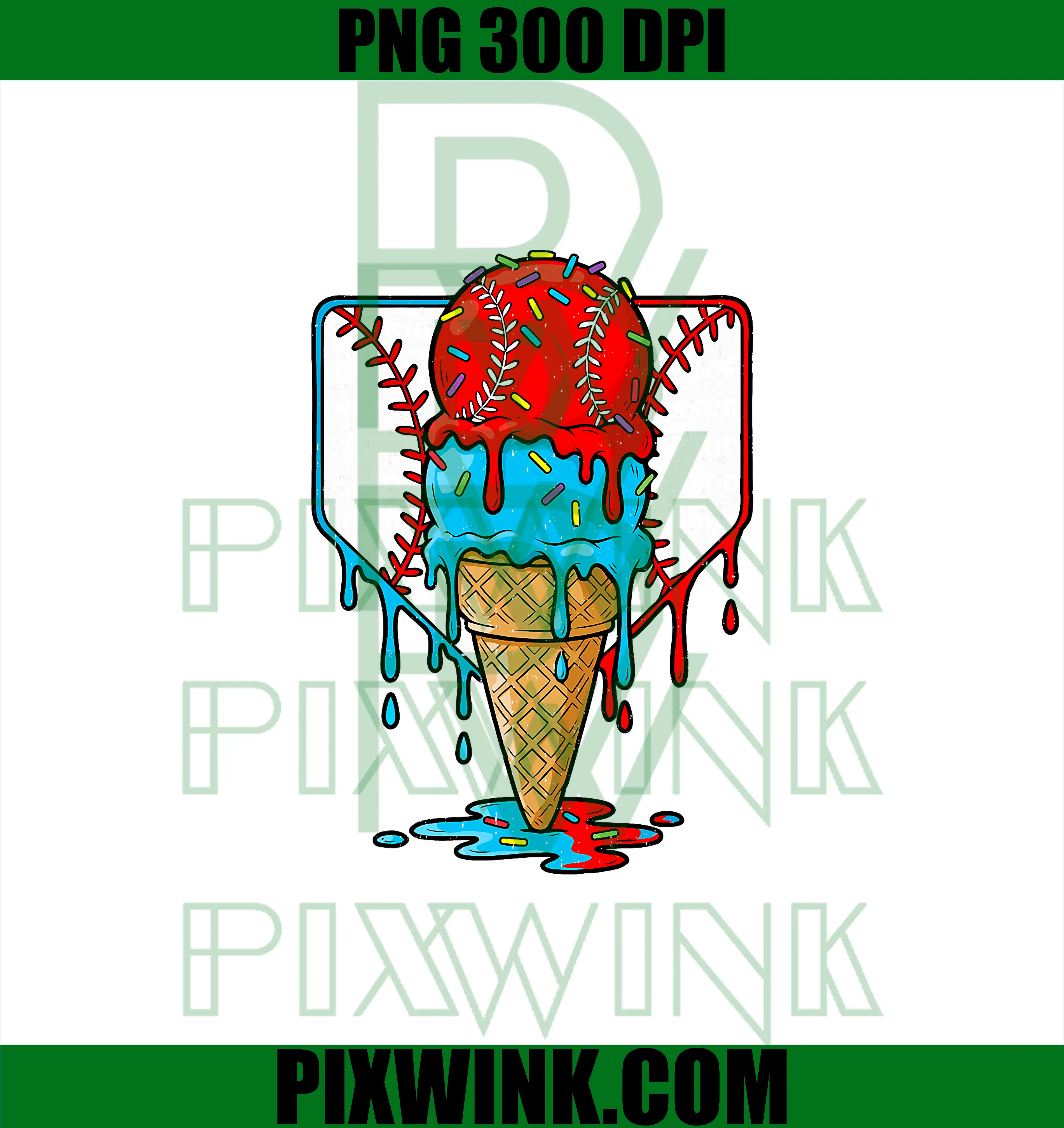 Distressed Baseball Ice Cream PNG, Lifestyle 101 Drip Sport Lover PNG