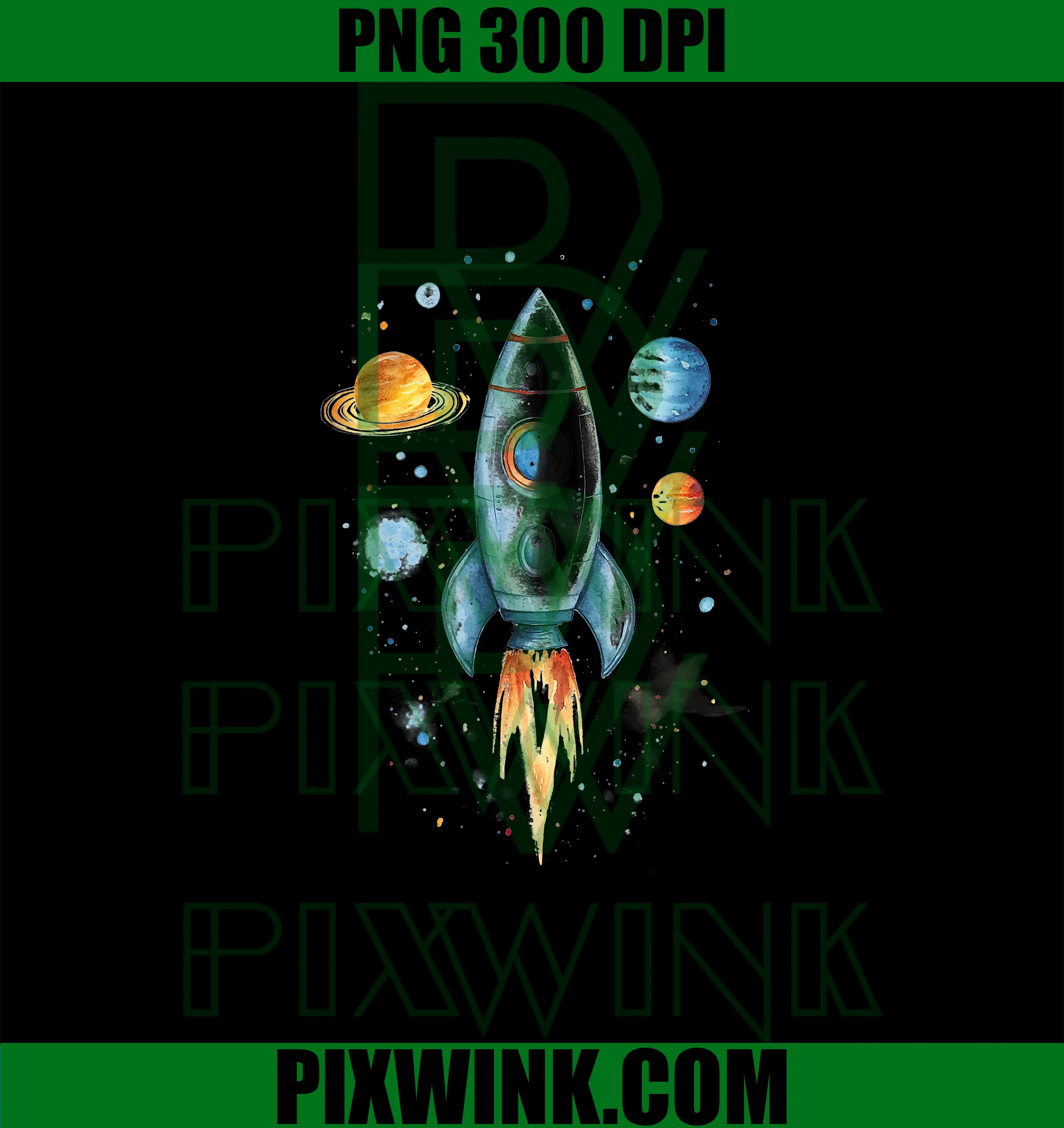 Distressed Rocket Ship PNG, Planets Funny PNG