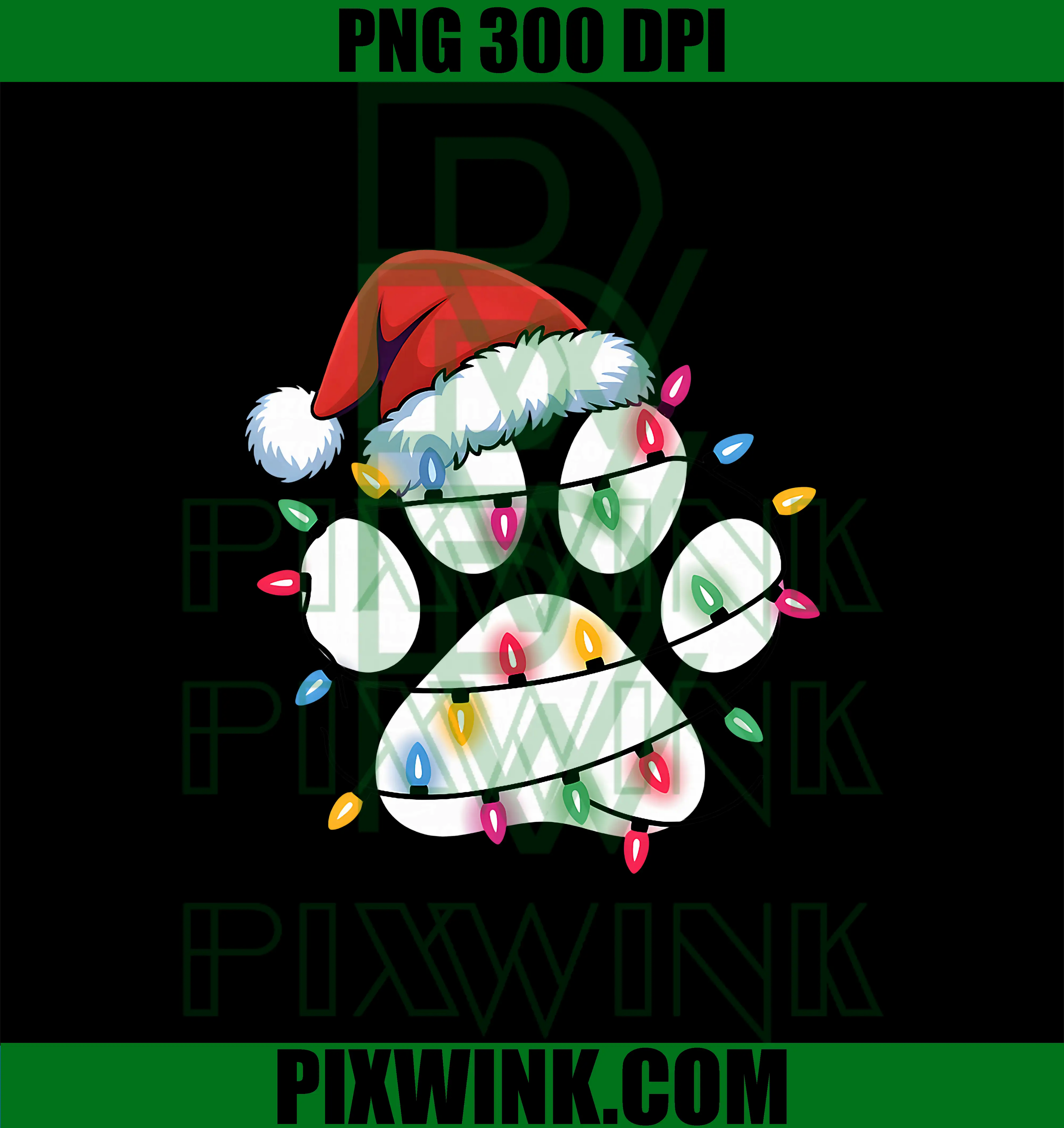 Dog Paw Print Christmas PNG, Funny Santa Puppy PNG