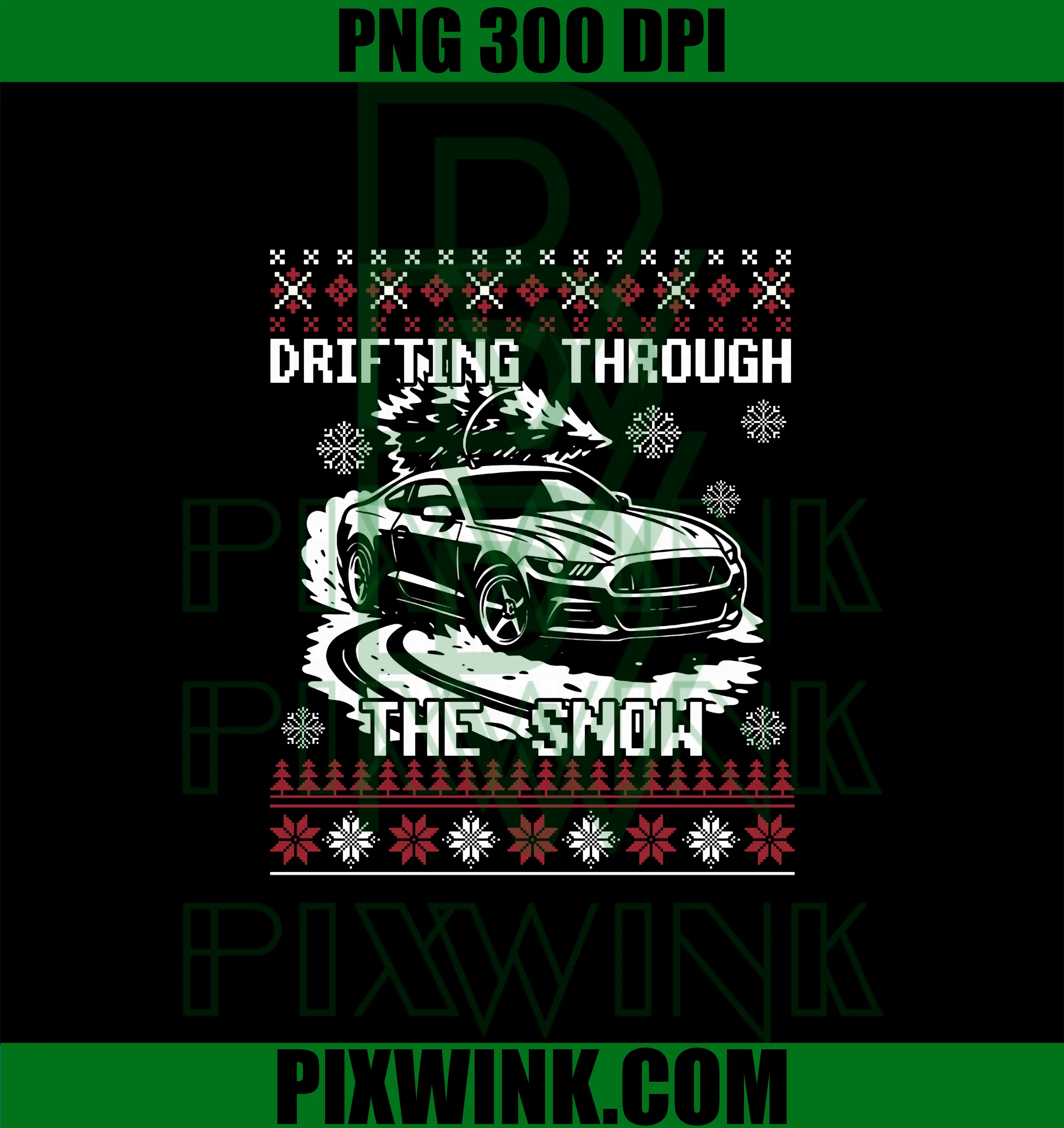 Drifting Through The Snow PNG, Car Guy Ugly Christmas PNG