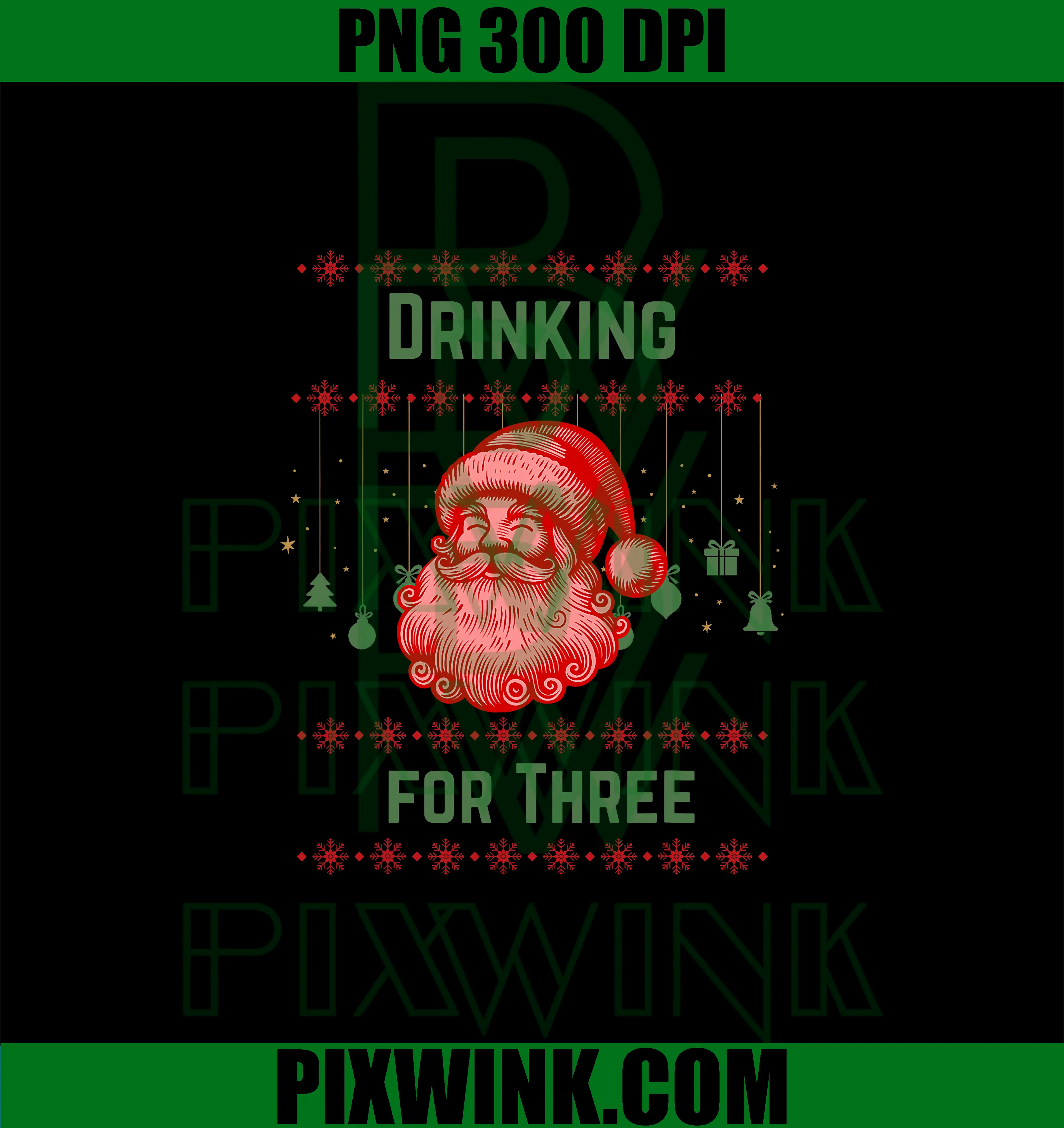 Drinking For Three PNG, Funny Xmas Drinking PNG