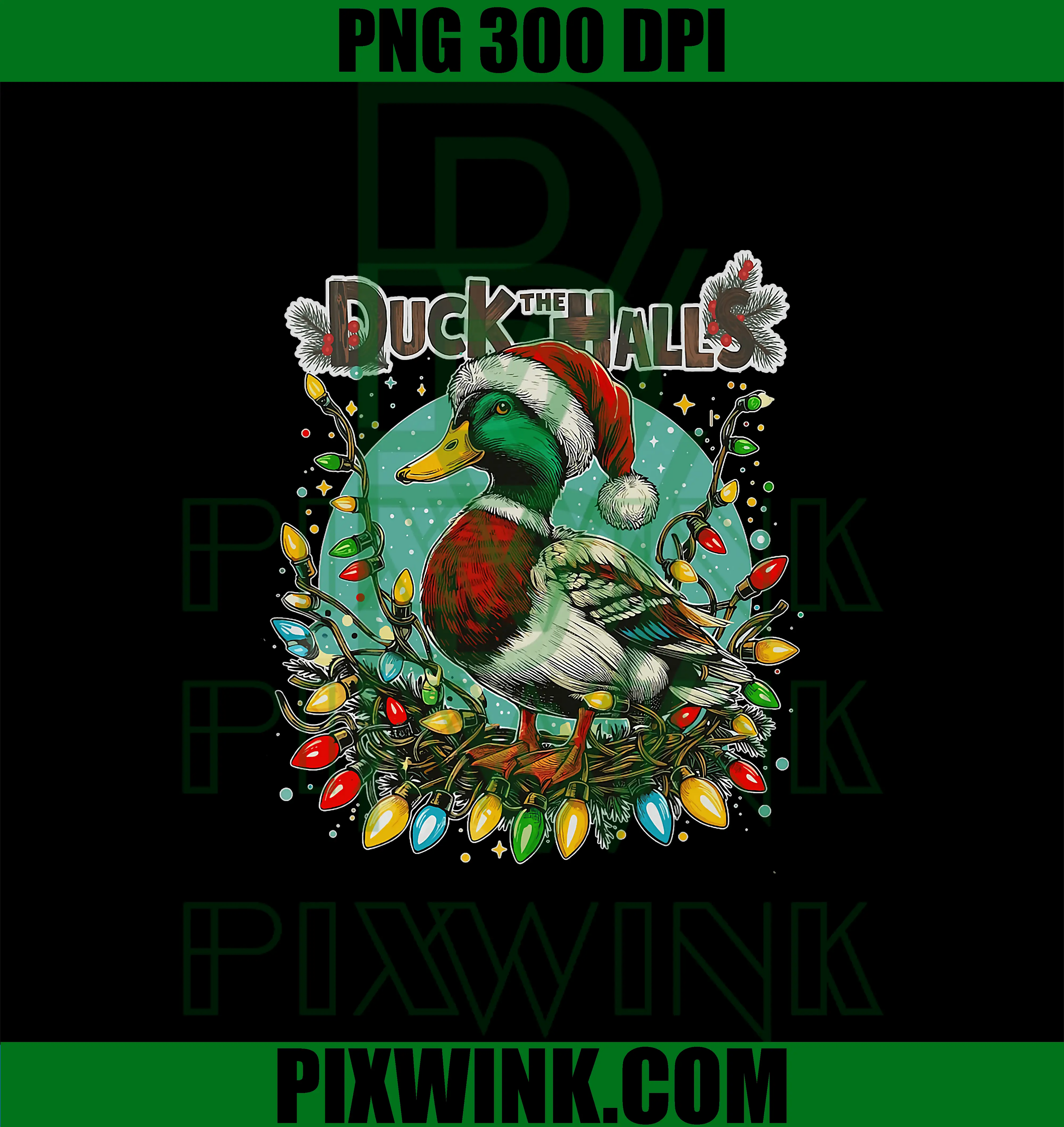 Duck the Halls PNG, Christmas Mallard PNG, Xmas Hunting Duck PNG