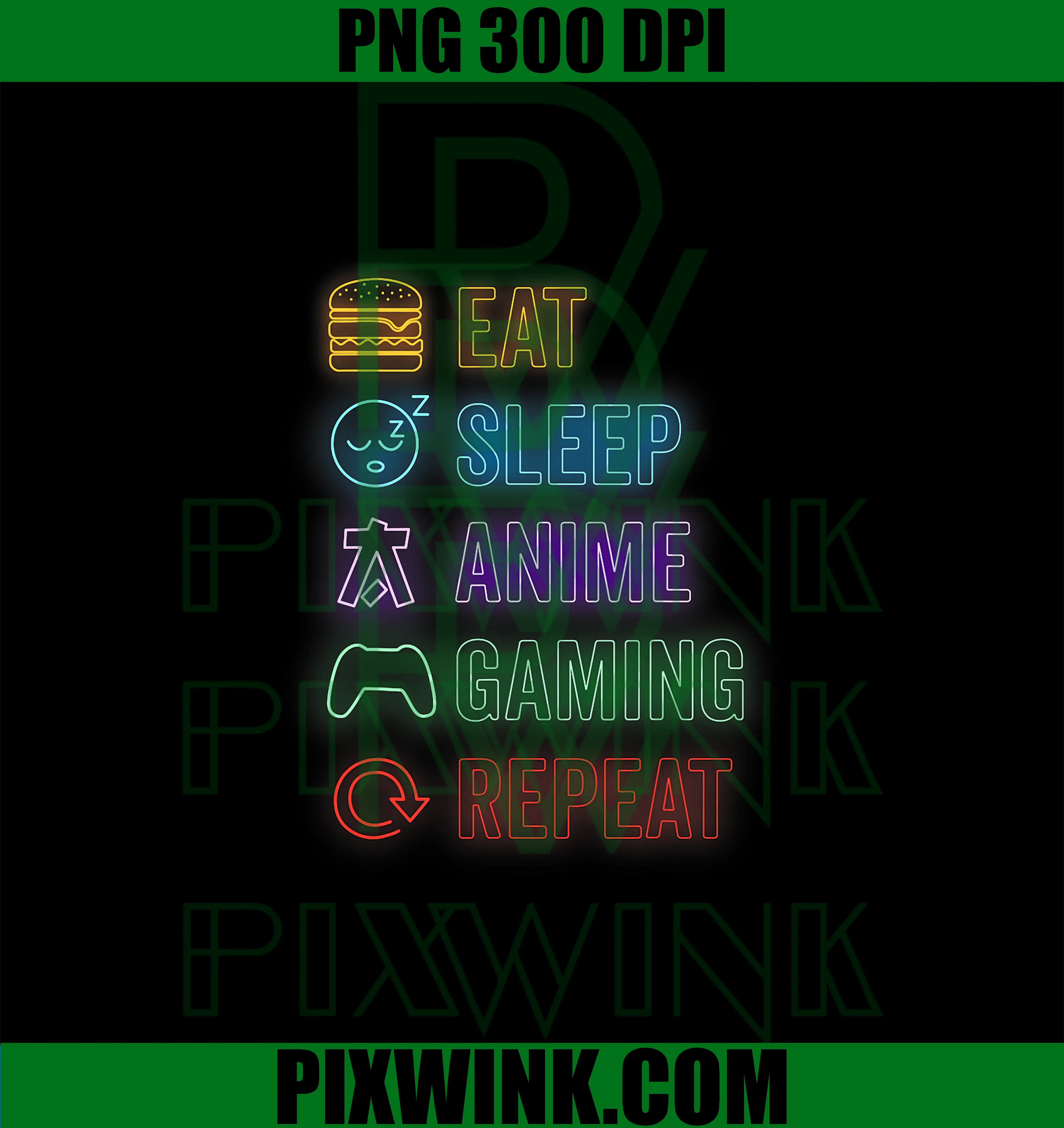 Eat Sleep Anime Gaming Repeat PNG, Gamer Anime PNG