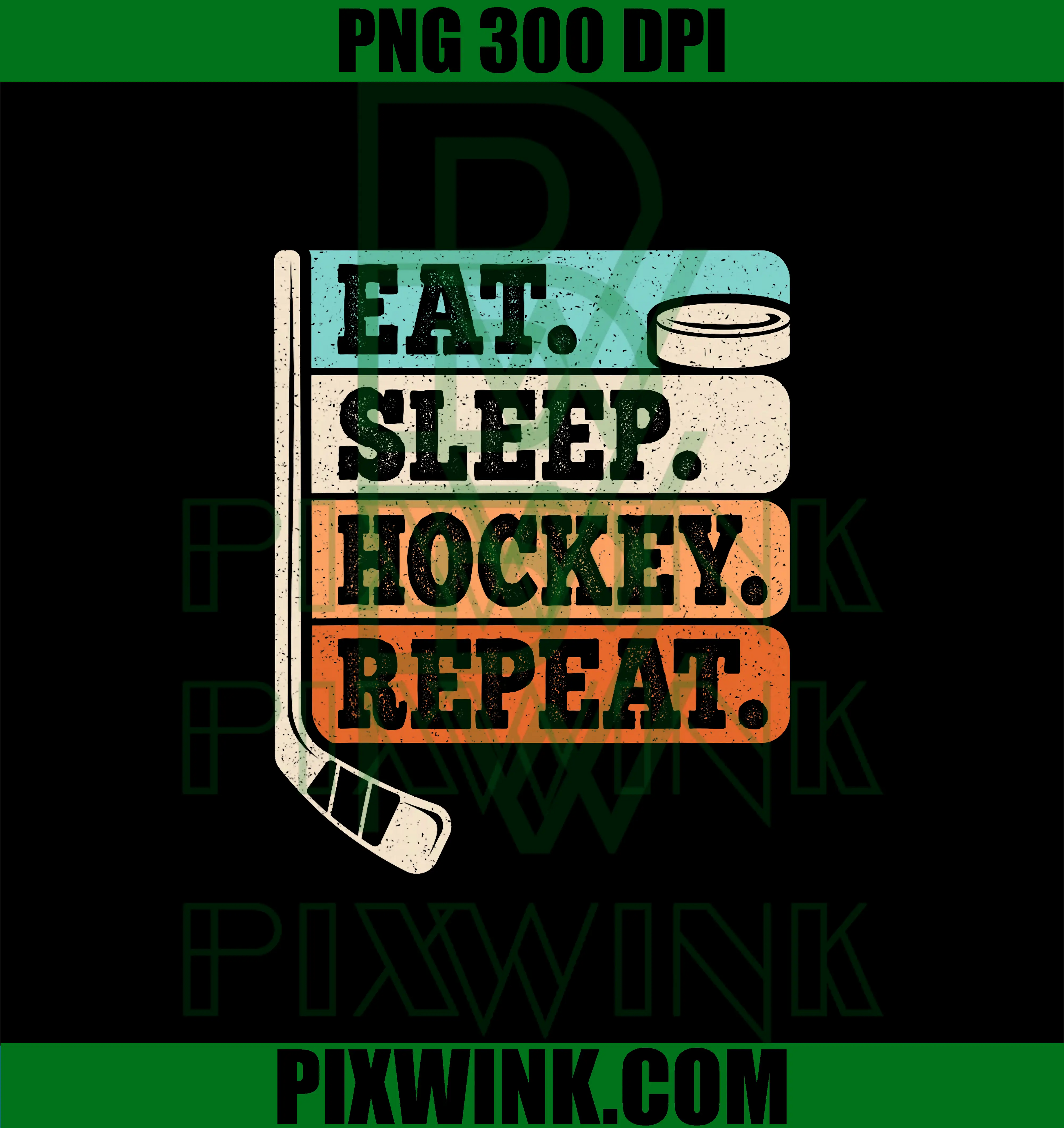 Eat Sleep Hockey Repeat PNG, Ice Hockey Retro PNG