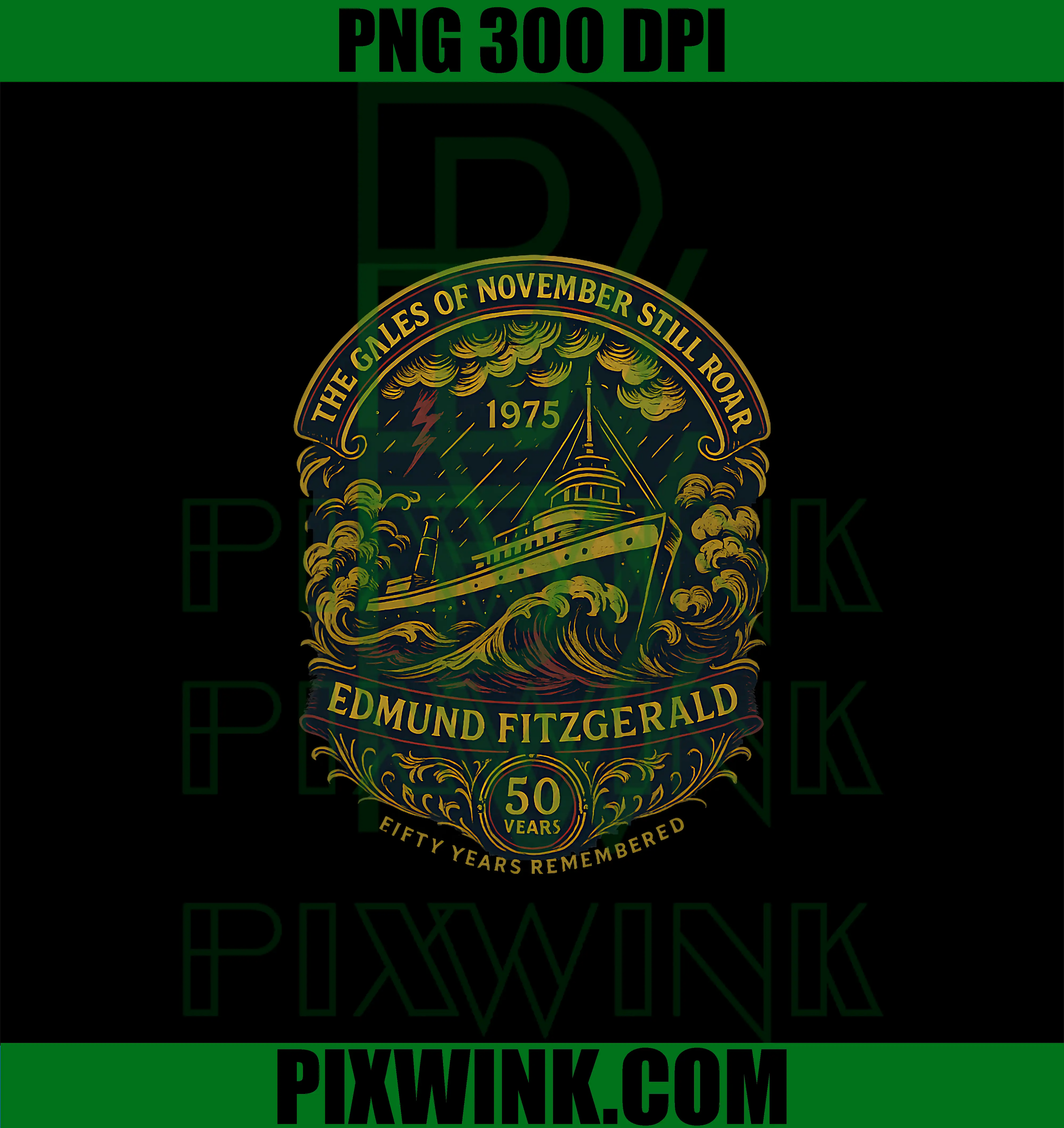 Edmund Fitzgerald Ship 1975 PNG, Anniversary Great Lakes Tribute PNG