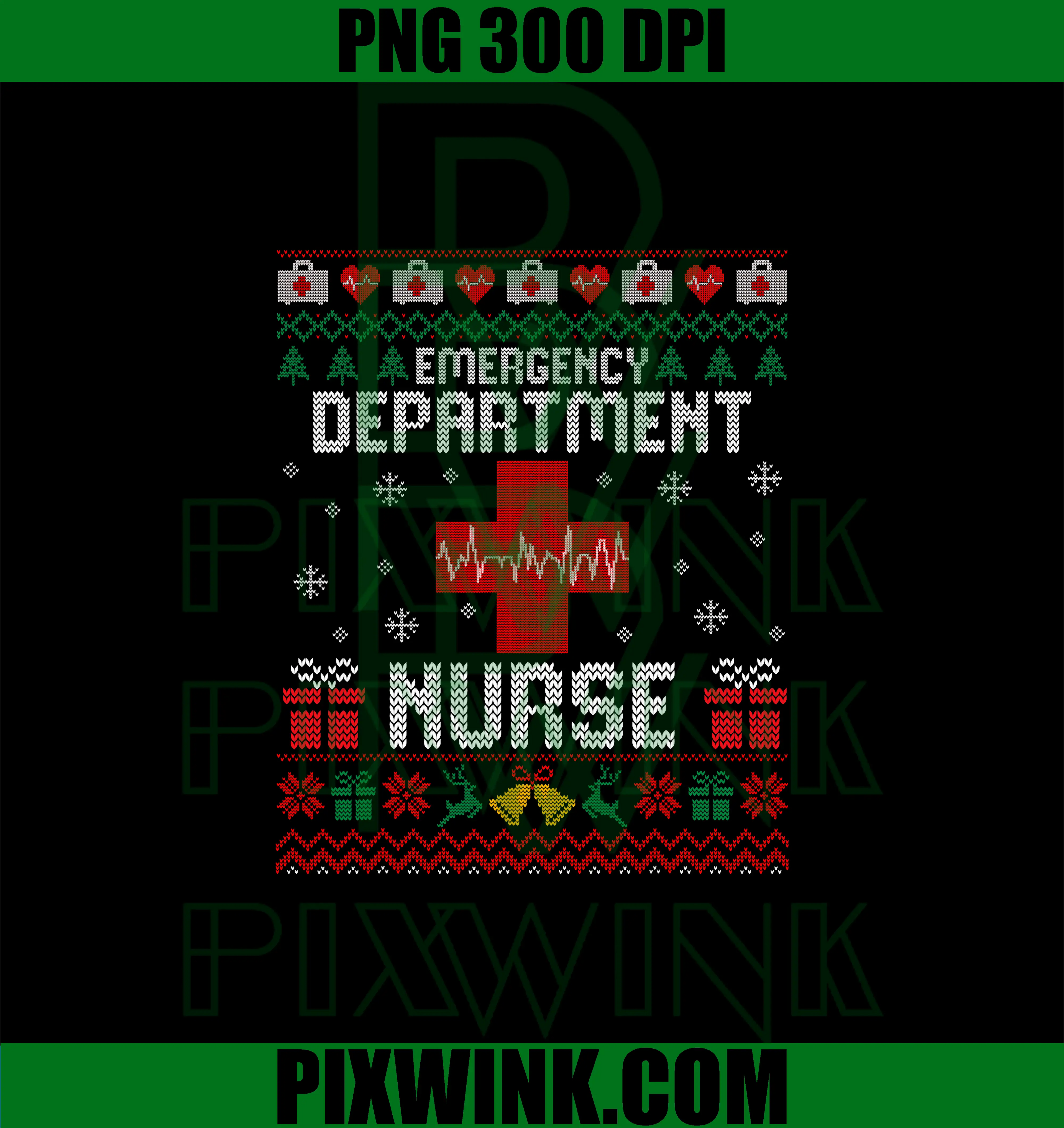 Emergency Nurse Xmas PNG, Ugly Christmas Design PNG