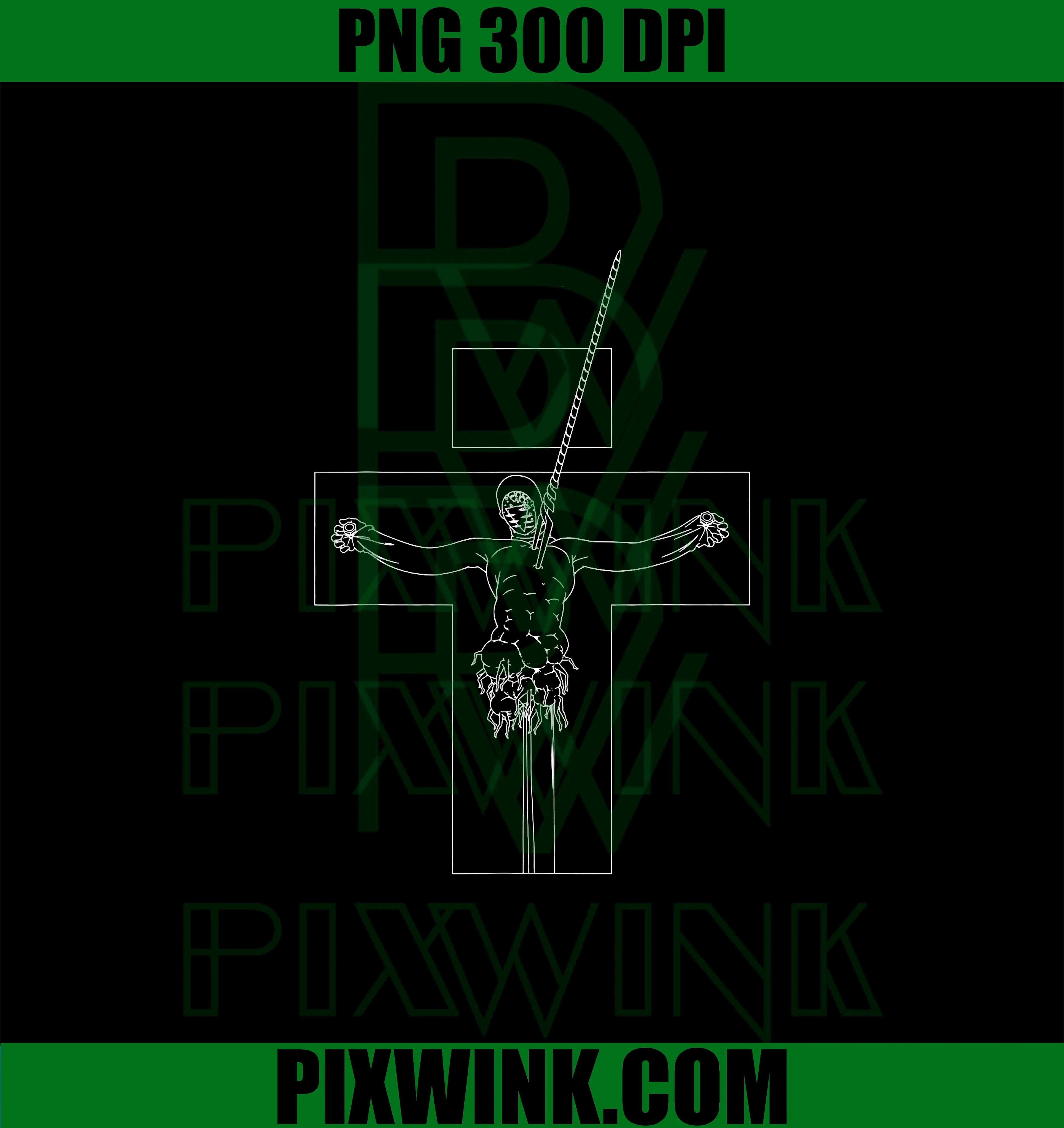 Evangelion Crucifix Spear Art PNG, Dark Anime Religious Symbol PNG