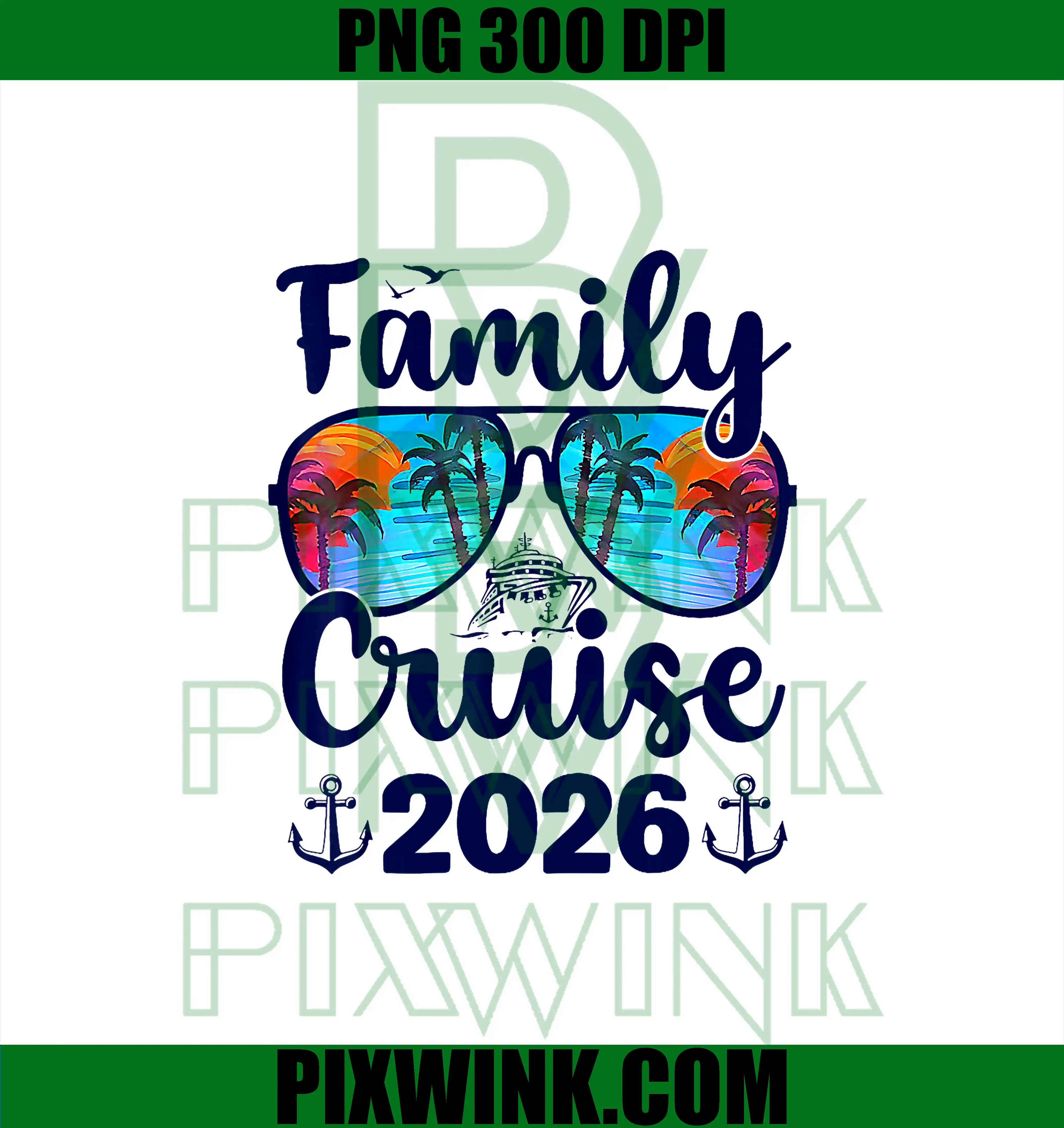Family Cruise 2026 PNG, Family Vacation Matching Family Group PNG