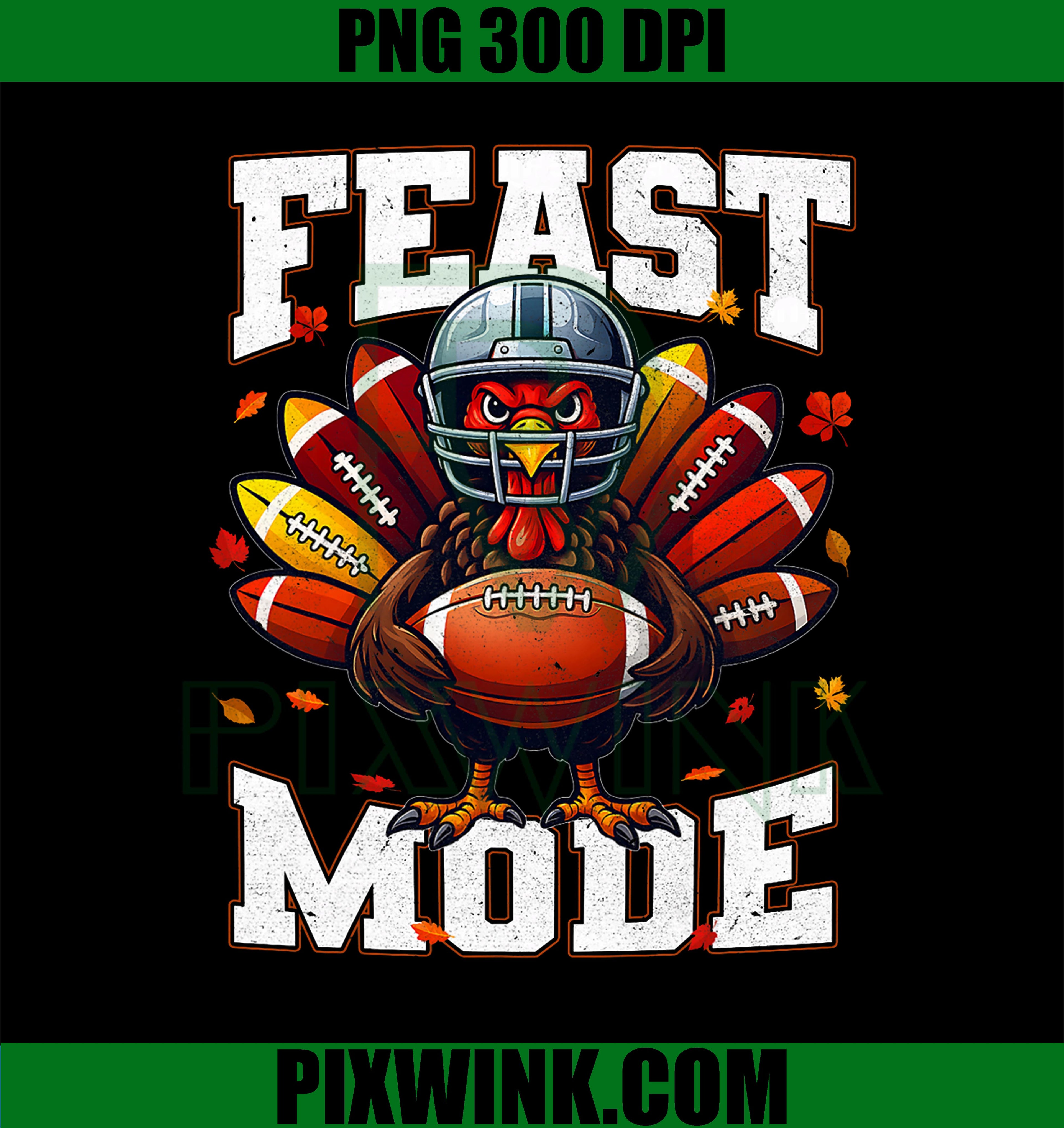 Feast Mode Turkey PNG, Vintage Fall Football Thanksgiving PNG